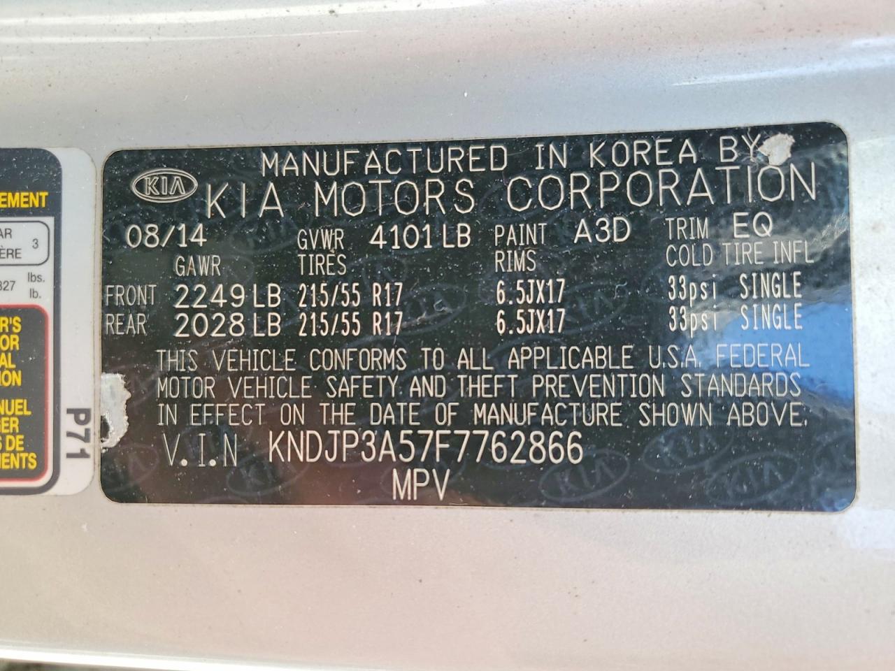 2015 Kia Soul + Silver vin: KNDJP3A57F7762866