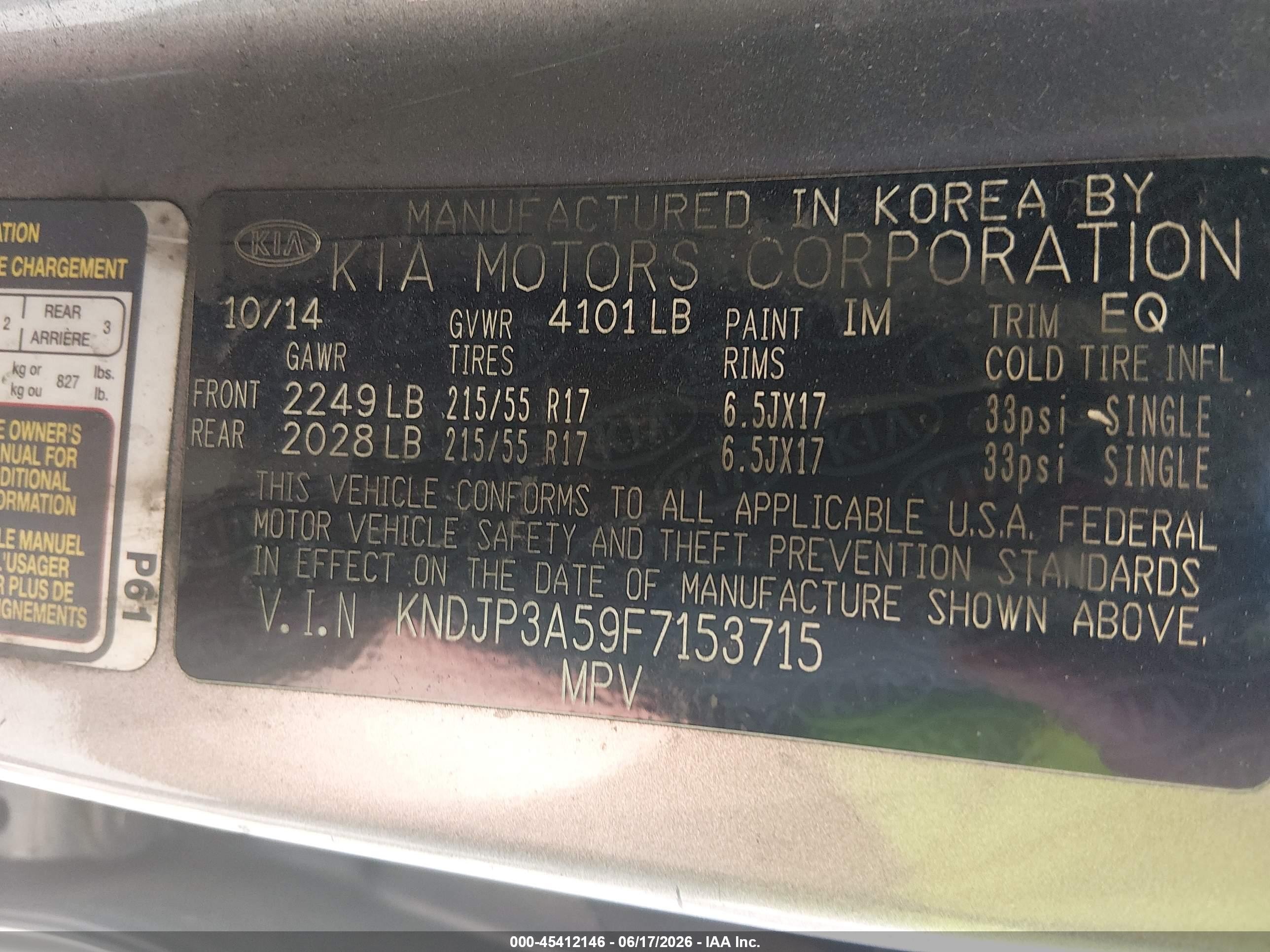 2015 Kia Soul + Silver vin: KNDJP3A59F7153715