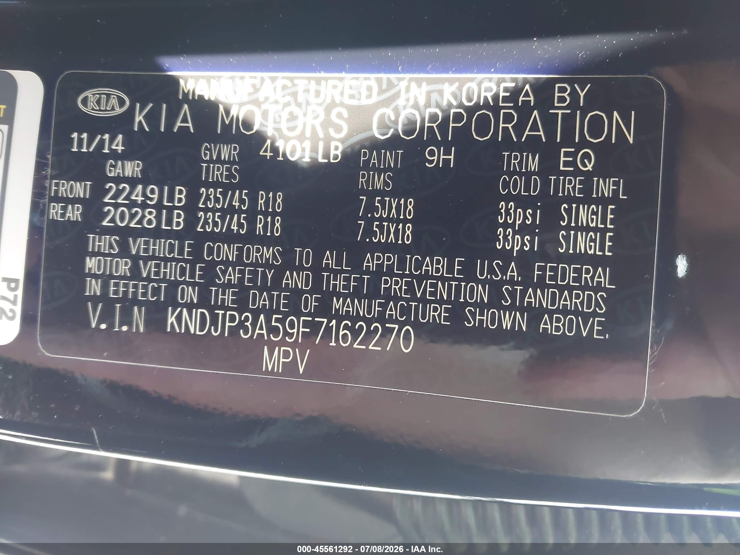 2015 Kia Soul + Black vin: KNDJP3A59F7162270