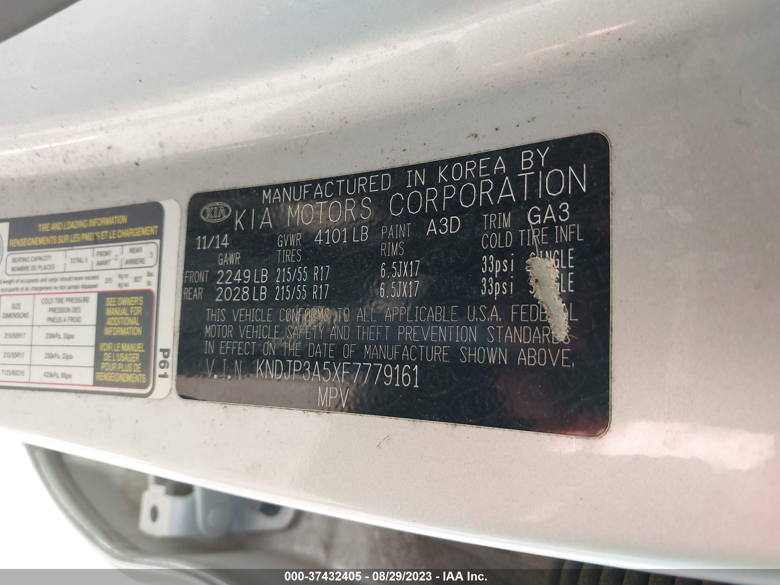 2015 Kia Soul + Silver vin: KNDJP3A5XF7779161