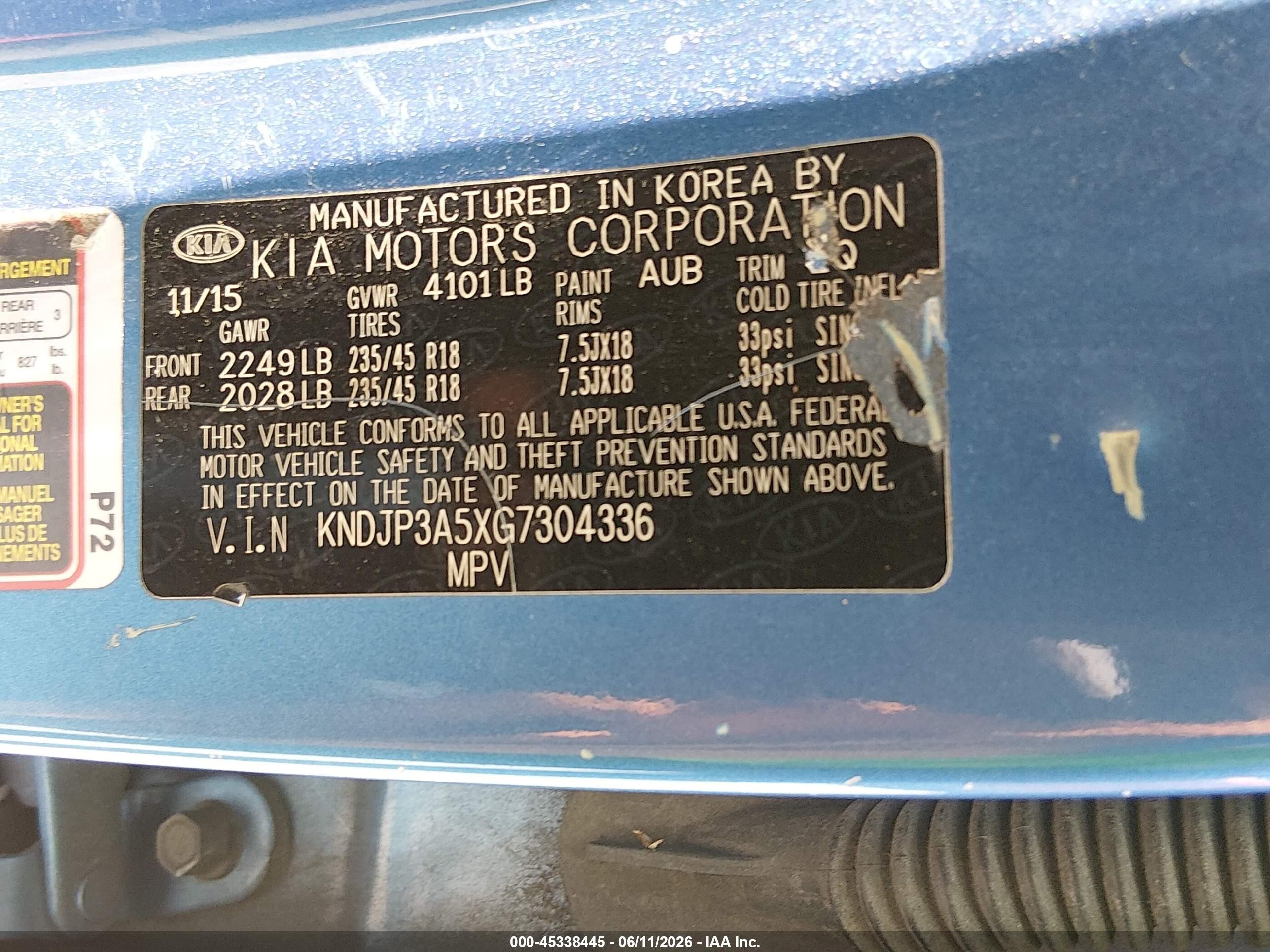 2016 Kia Soul + Light Blue vin: KNDJP3A5XG7304336
