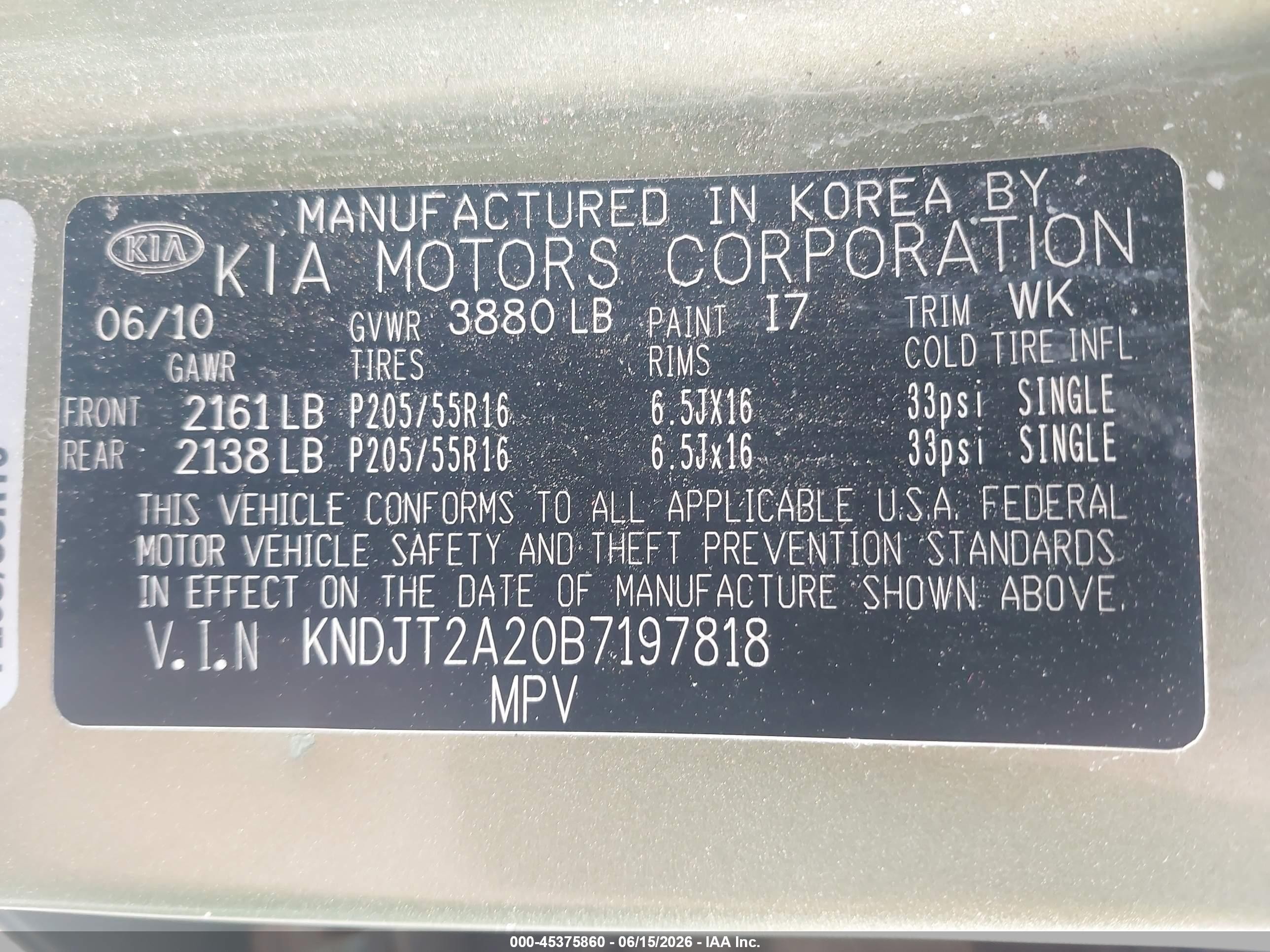 2011 Kia Soul + Green vin: KNDJT2A20B7197818