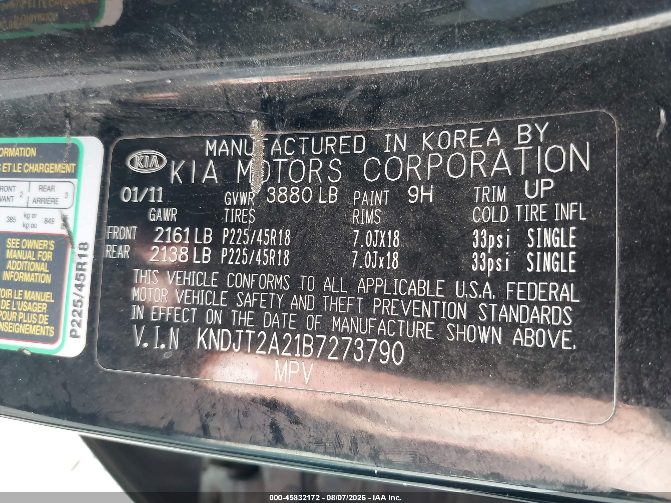 2011 Kia Soul ! Black vin: KNDJT2A21B7273790