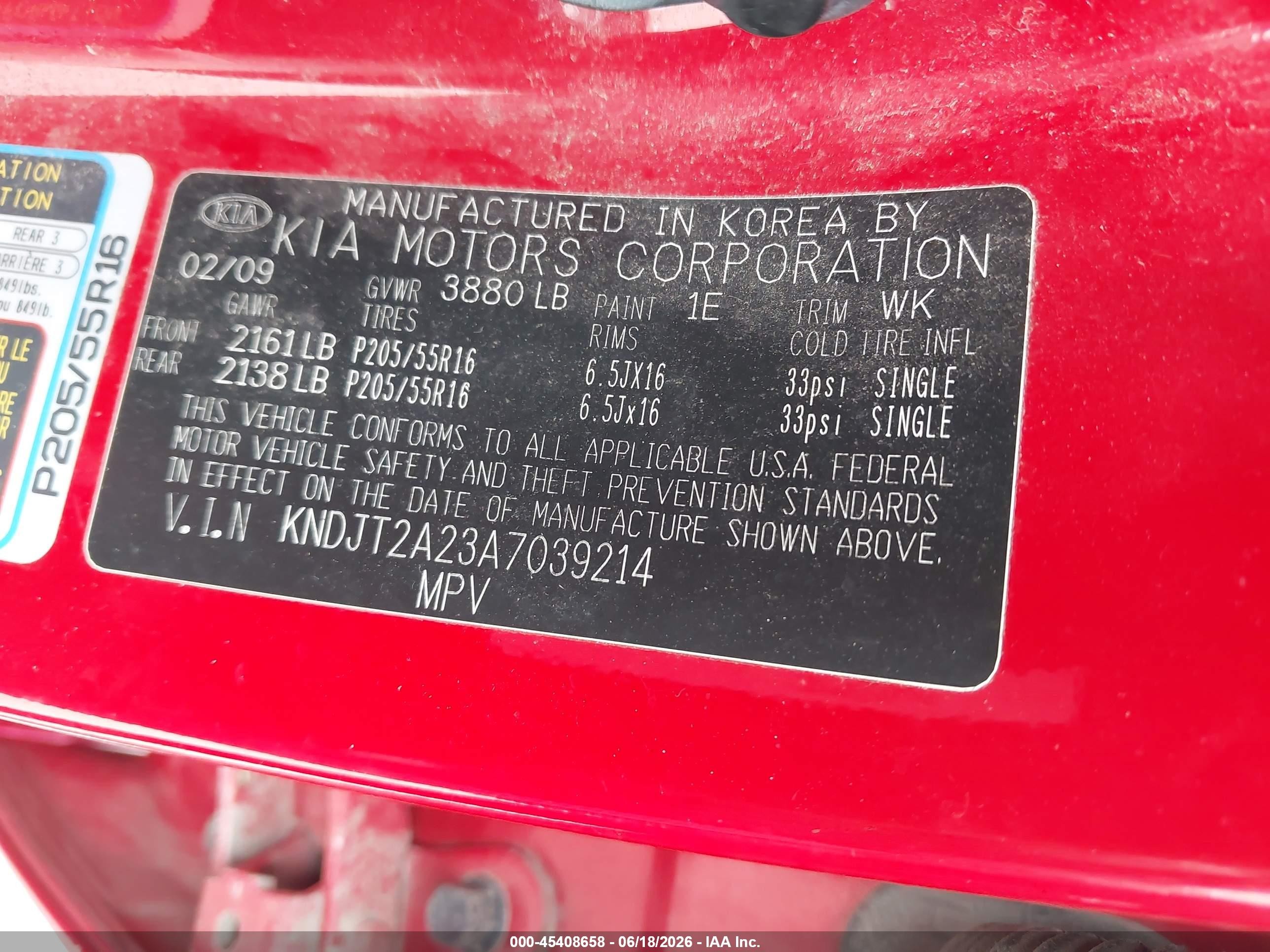 2010 Kia Soul + Red vin: KNDJT2A23A7039214