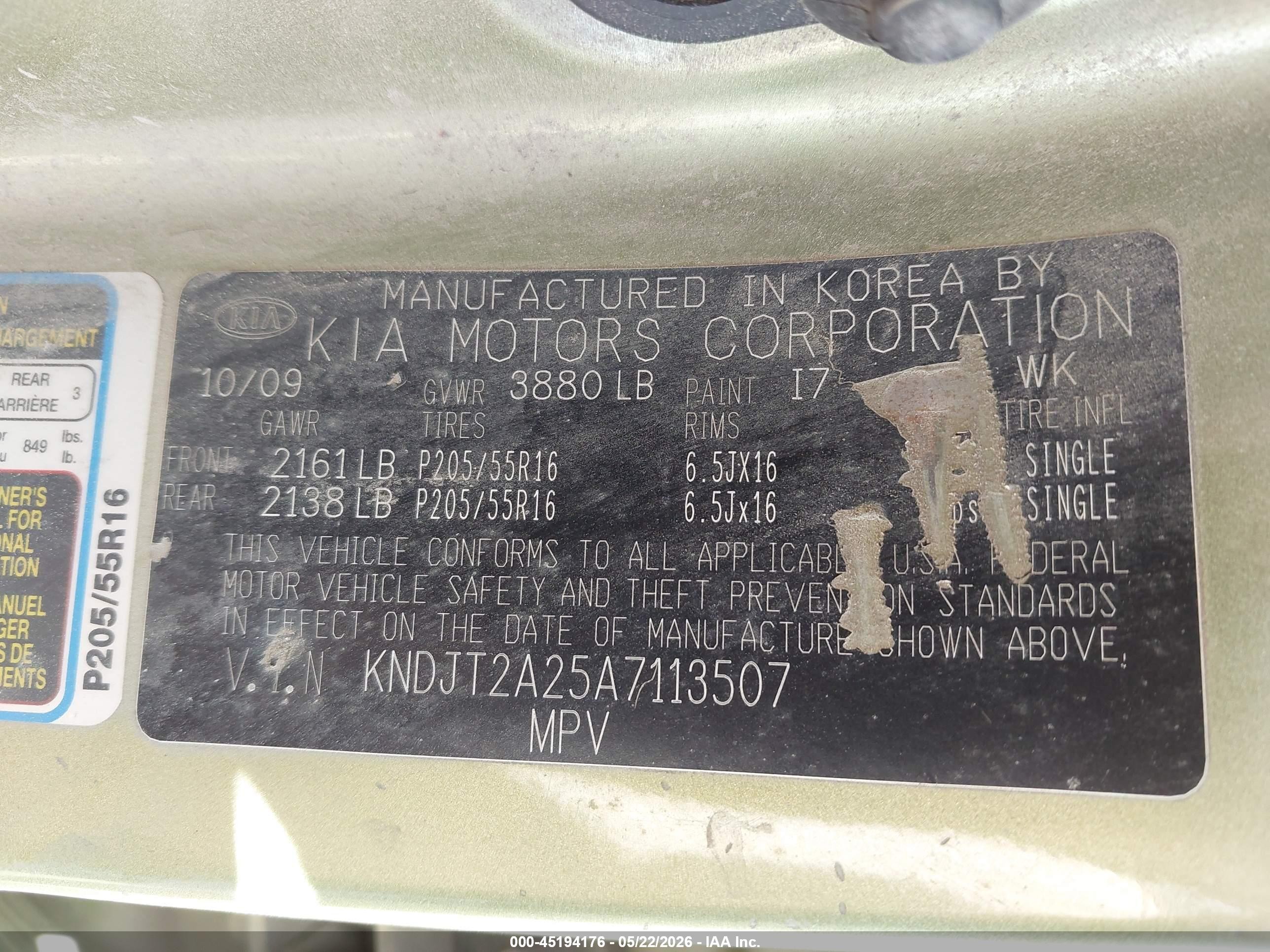 2010 Kia Soul + Green vin: KNDJT2A25A7113507