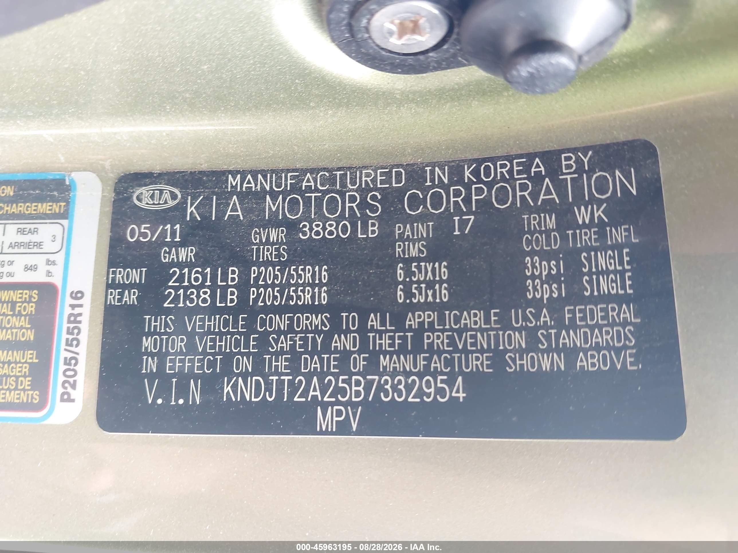 2011 Kia Soul + Green vin: KNDJT2A25B7332954