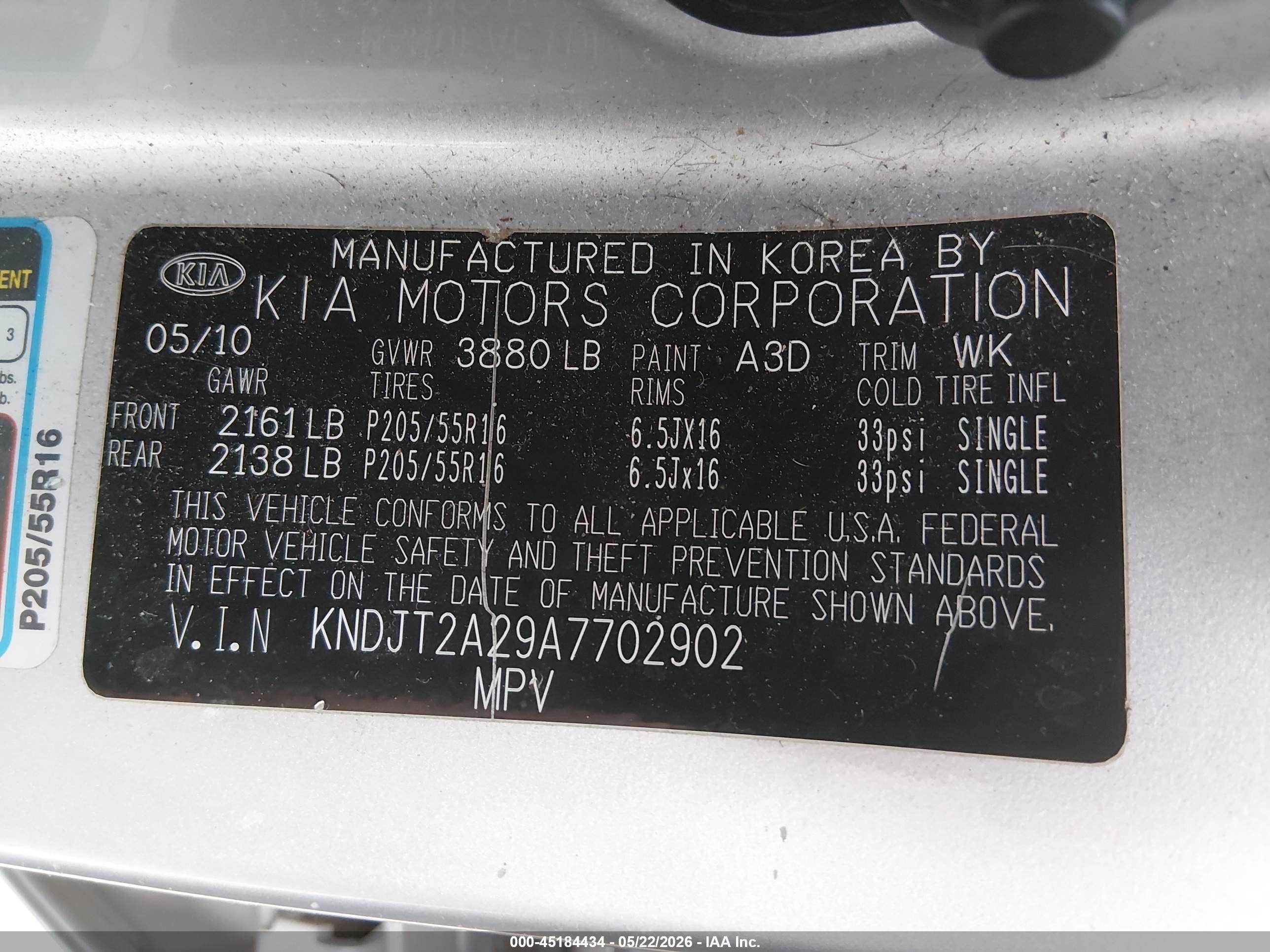 2010 Kia Soul + Silver vin: KNDJT2A29A7702902