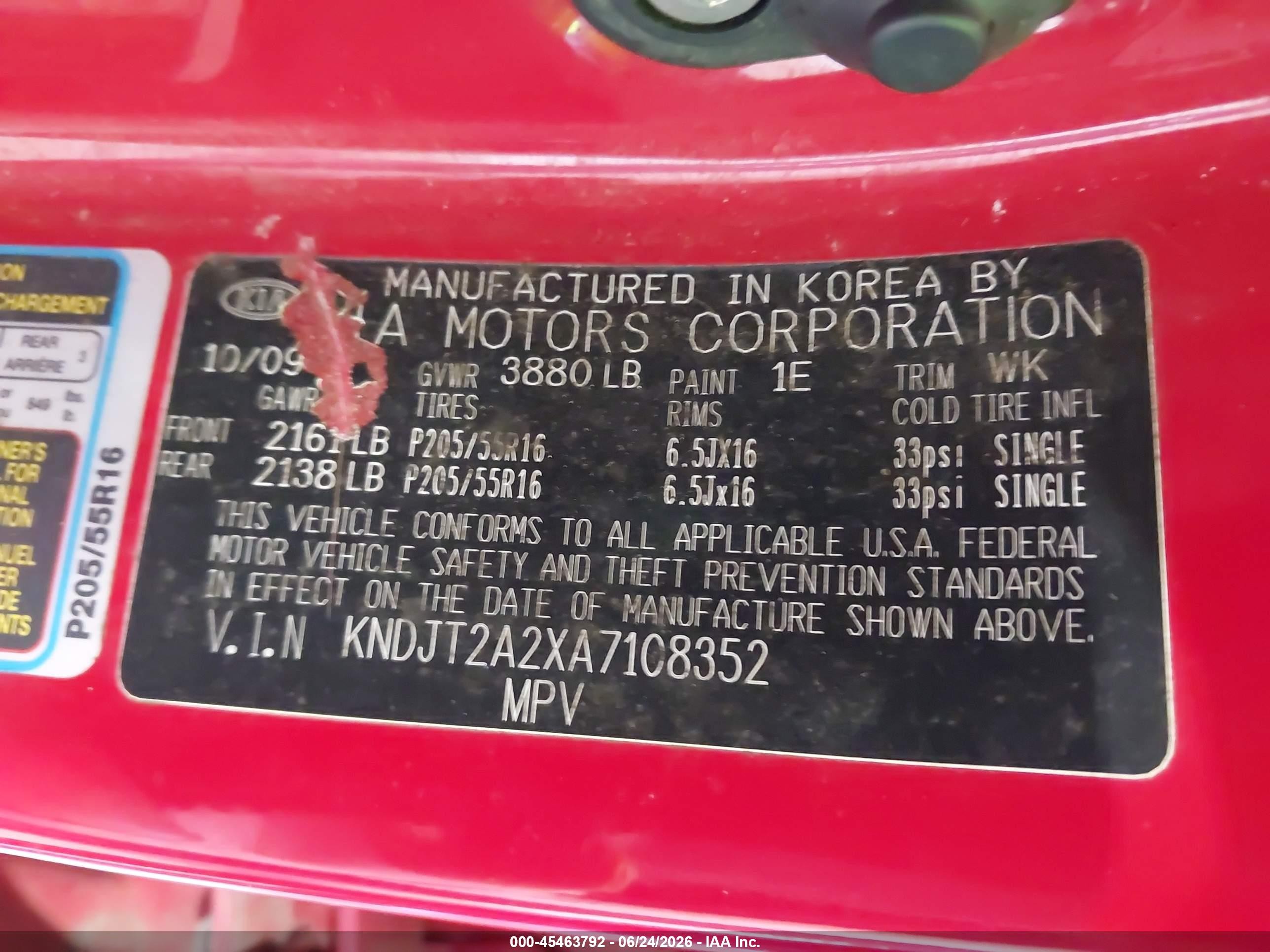 2010 Kia Soul + Red vin: KNDJT2A2XA7108352