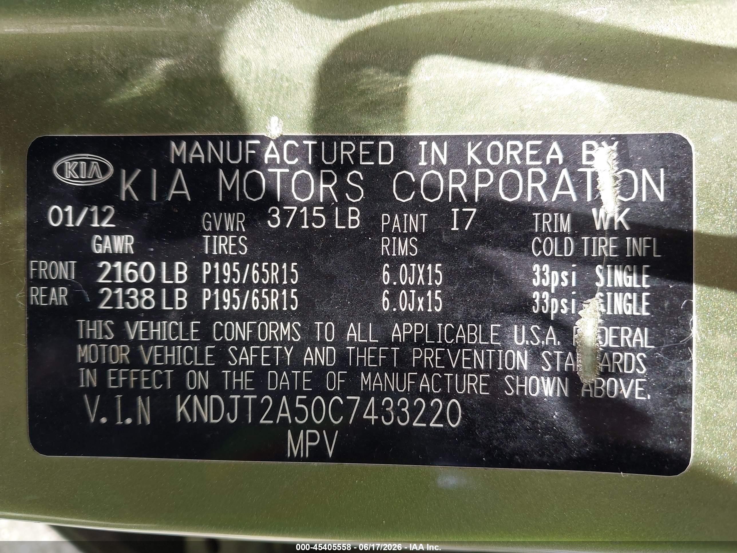 2012 Kia Soul   Green vin: KNDJT2A50C7433220