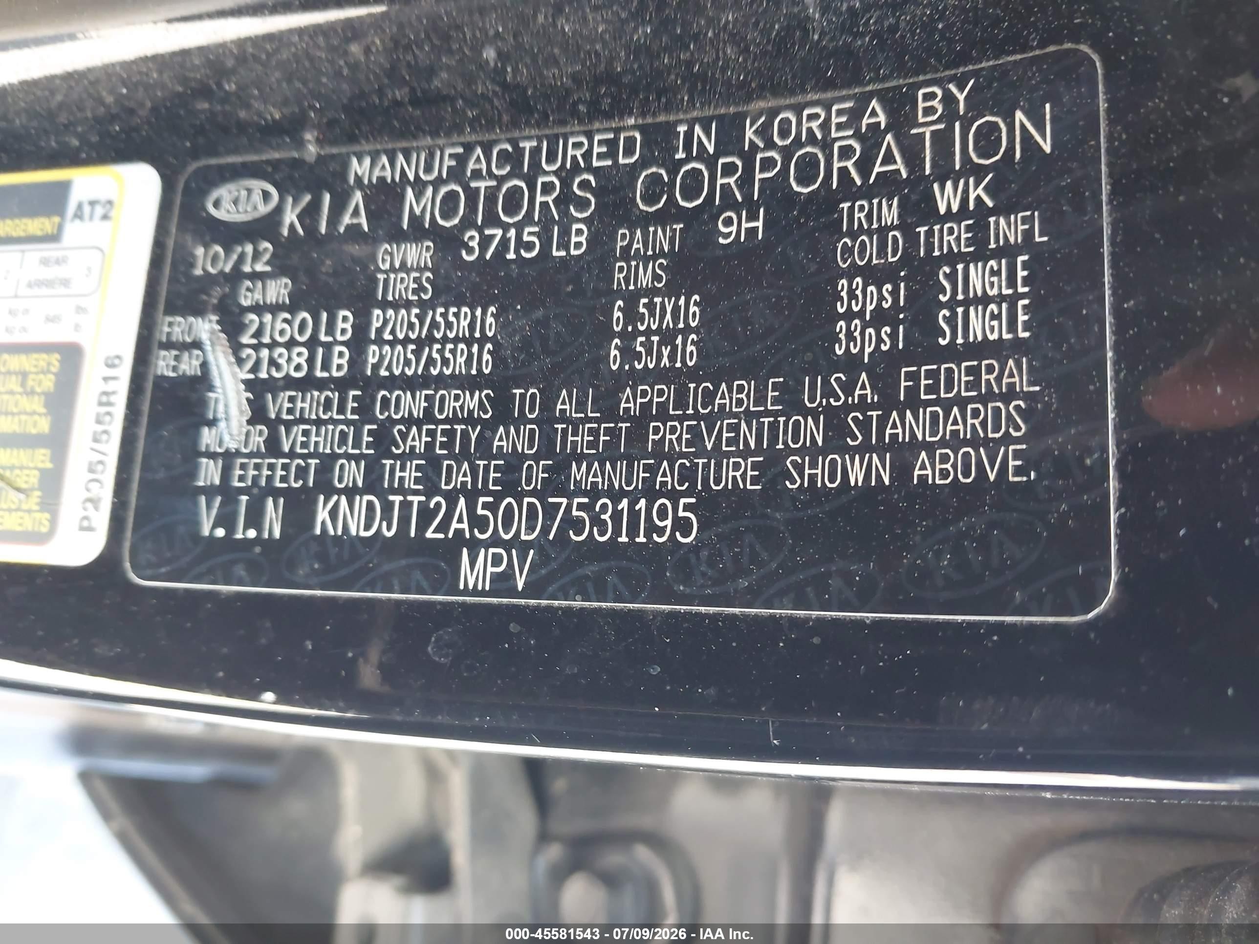 2013 Kia Soul   Black vin: KNDJT2A50D7531195