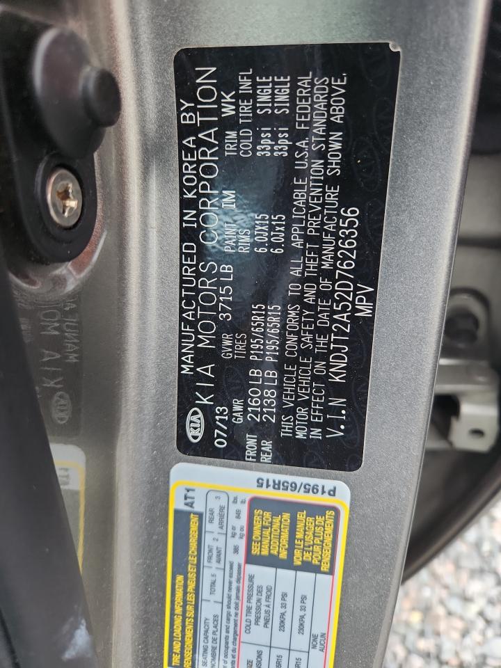 2013 Kia Soul Base Silver vin: KNDJT2A52D7626356