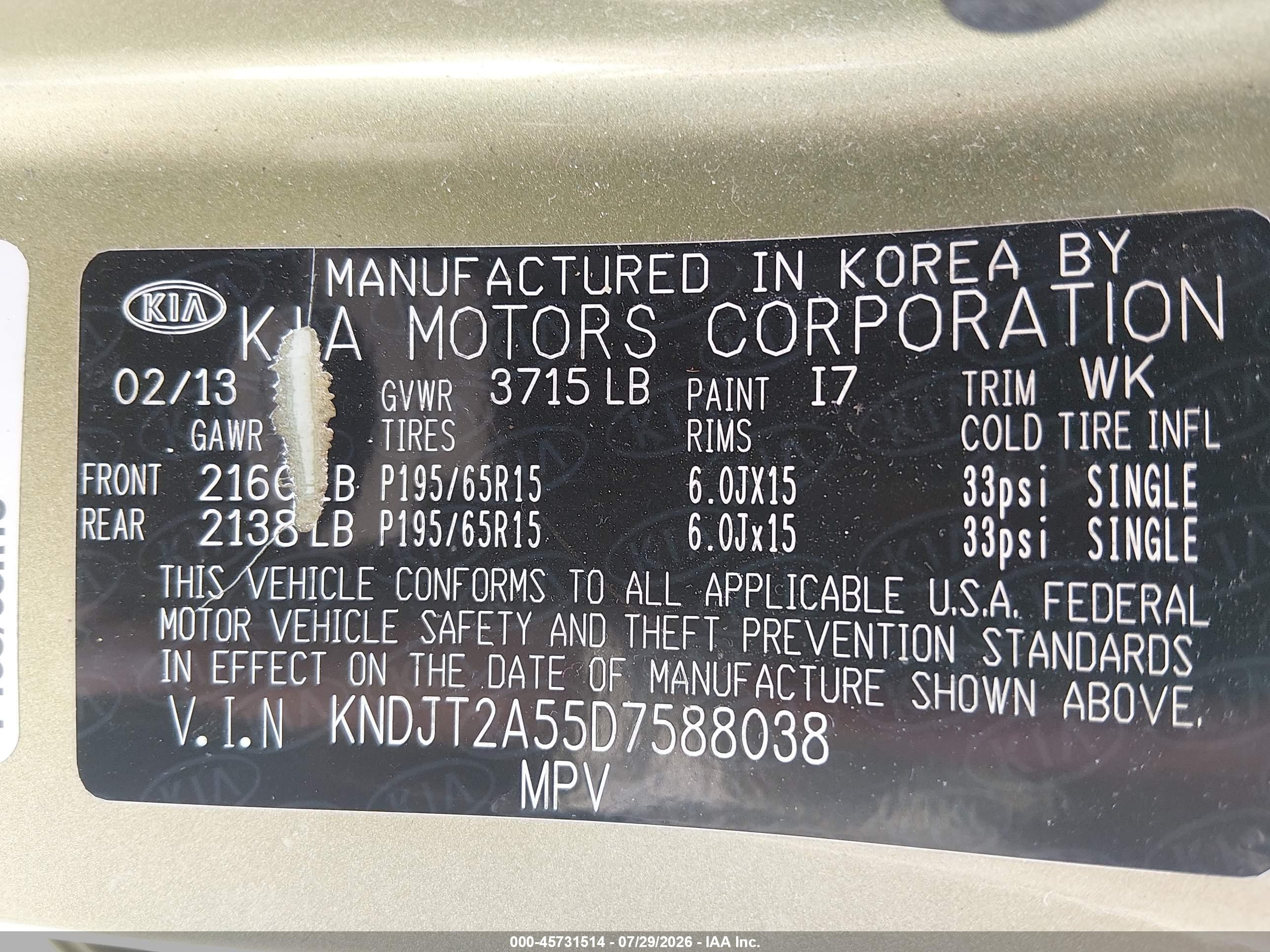 2013 Kia Soul   Green vin: KNDJT2A55D7588038