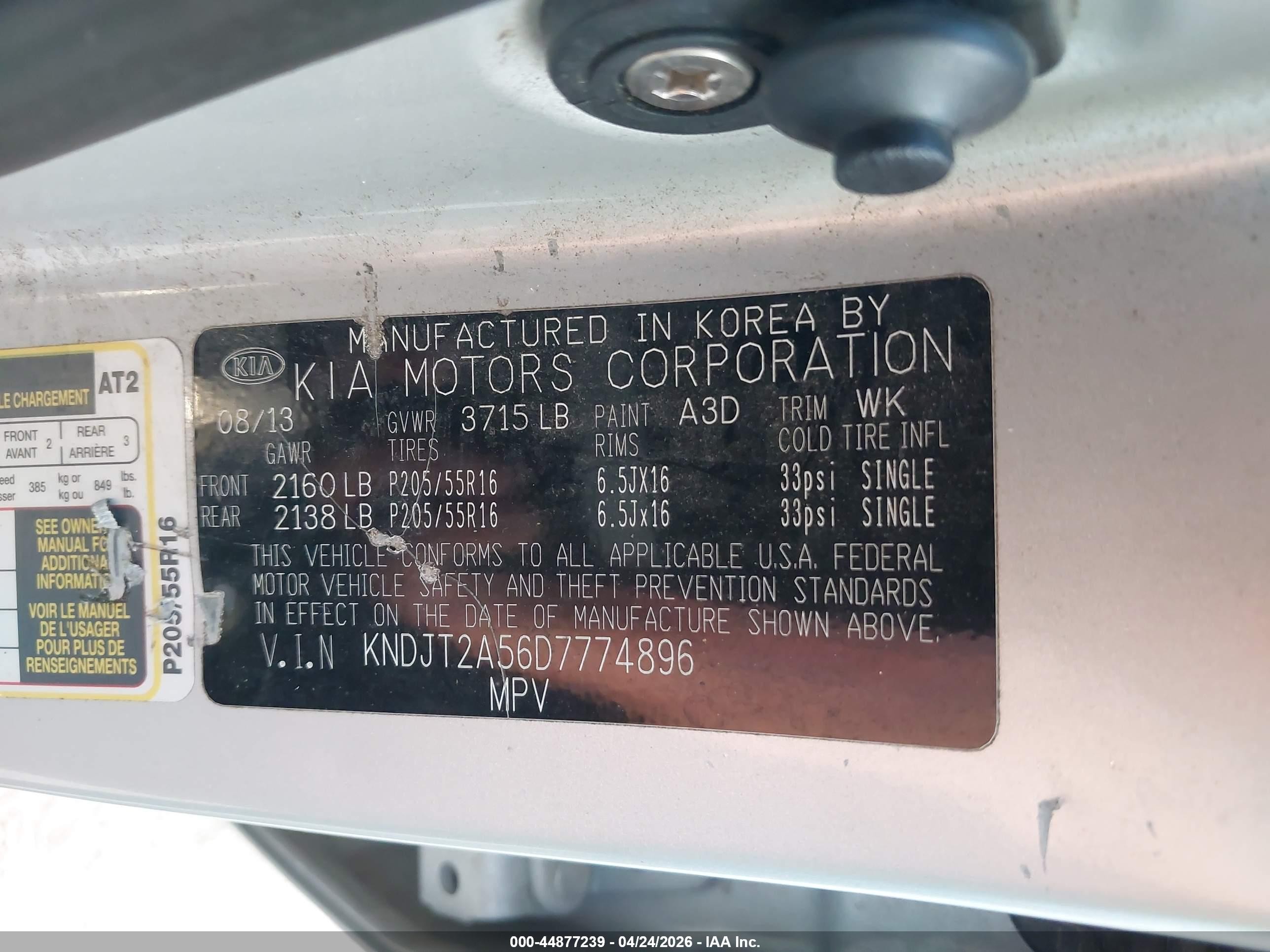 2013 Kia Soul   Silver vin: KNDJT2A56D7774896