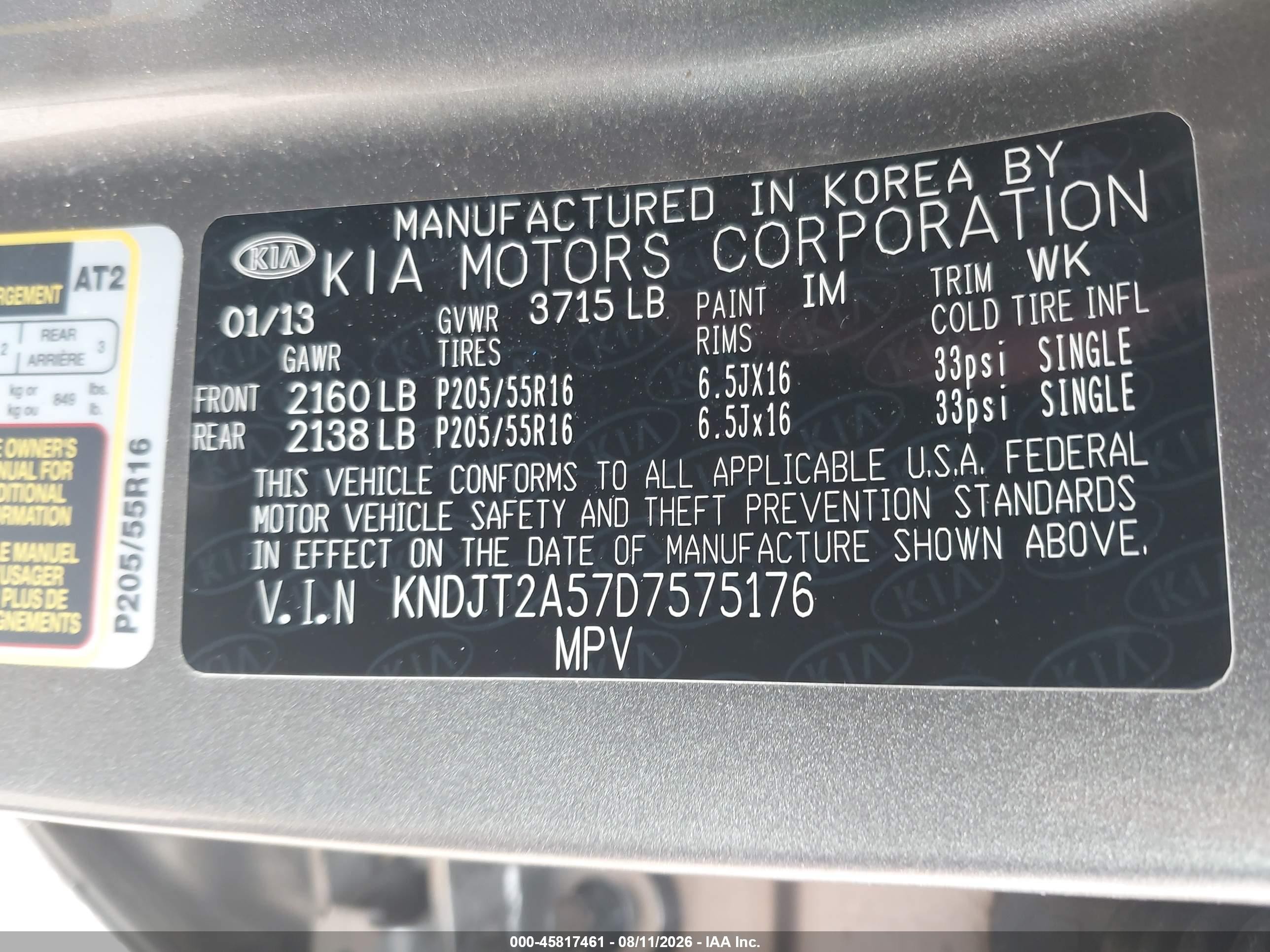 2013 Kia Soul Gray vin: KNDJT2A57D7575176