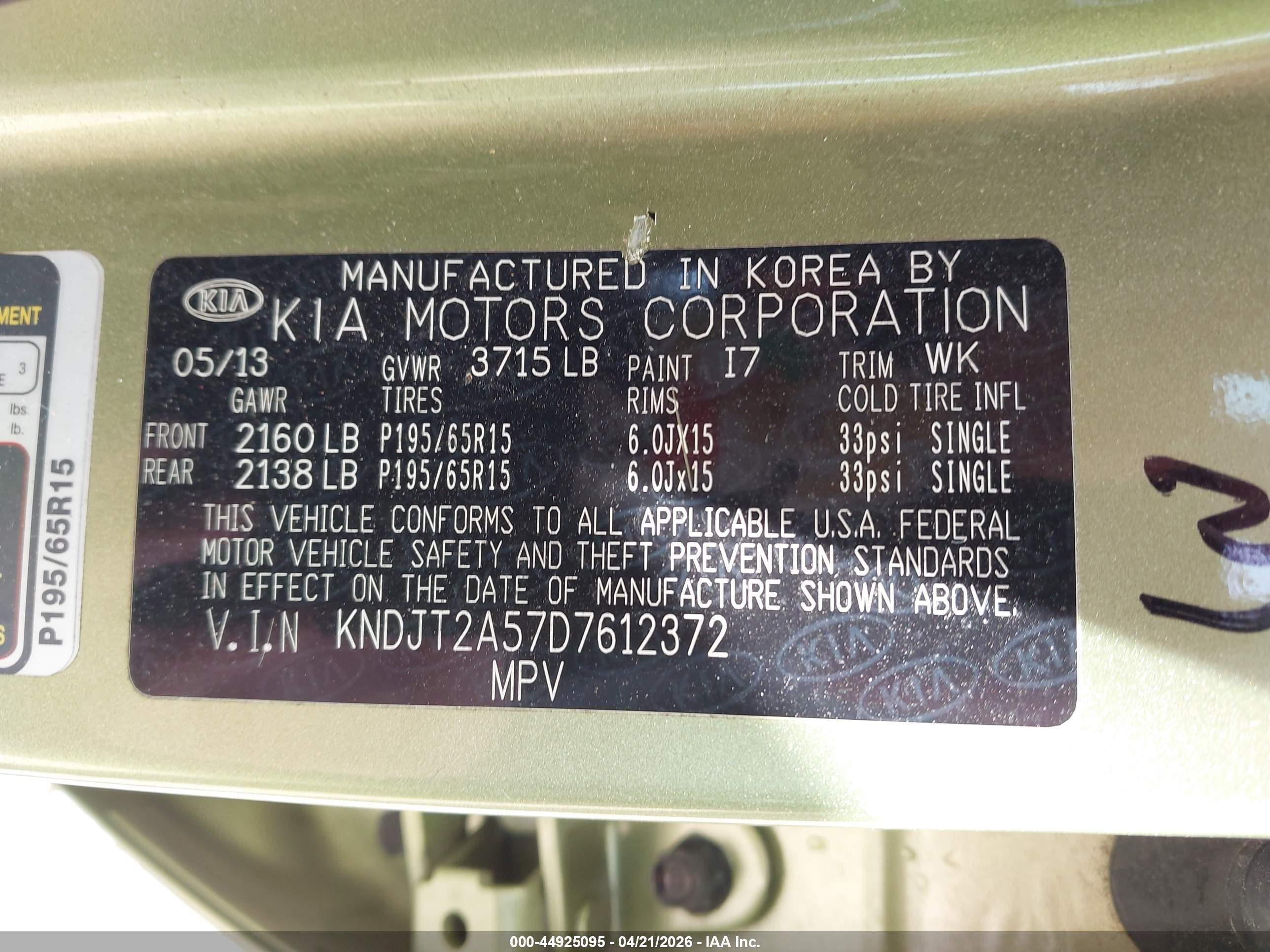 2013 Kia Soul   Green vin: KNDJT2A57D7612372