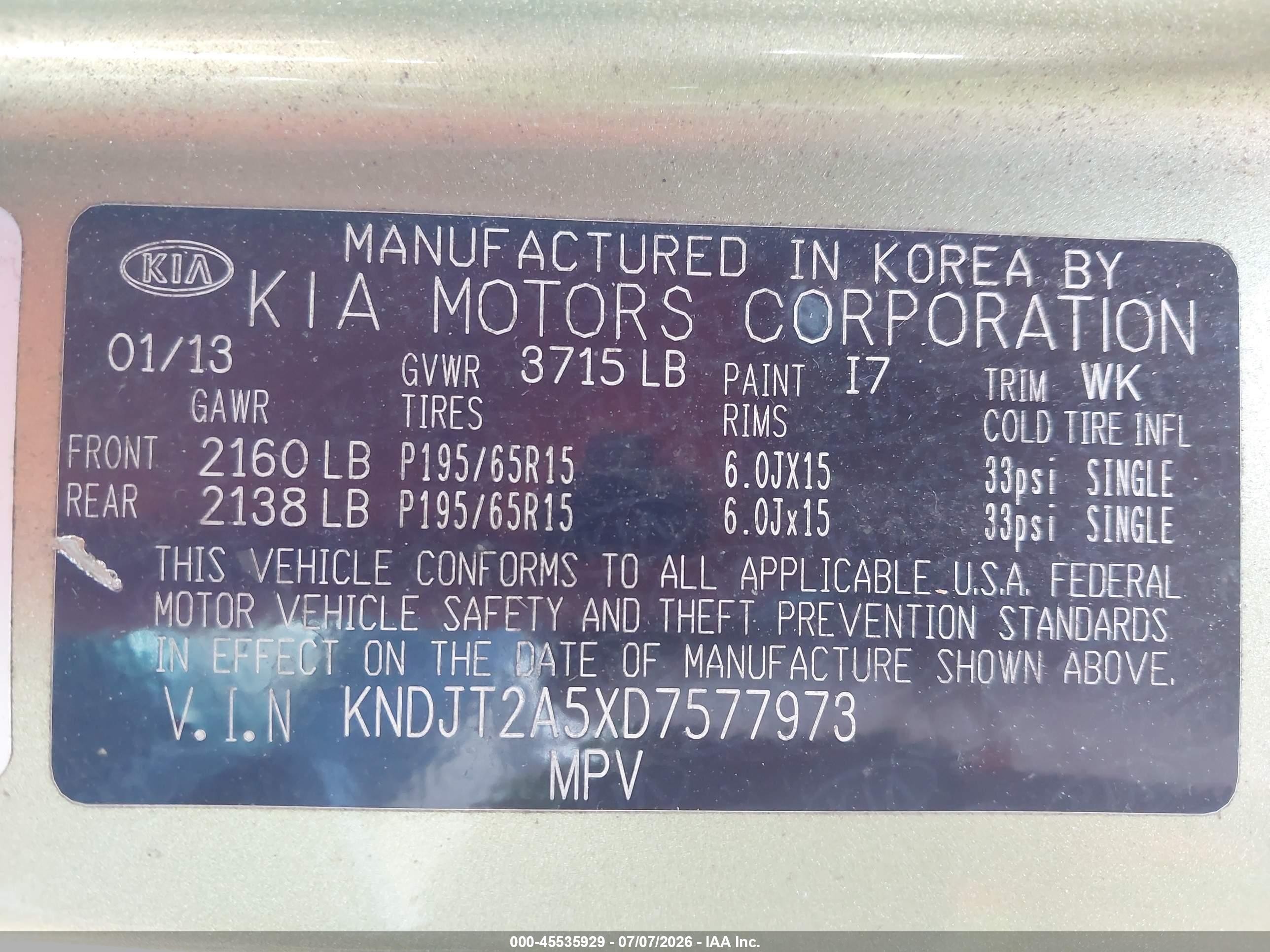 2013 Kia Soul   Зеленый vin: KNDJT2A5XD7577973