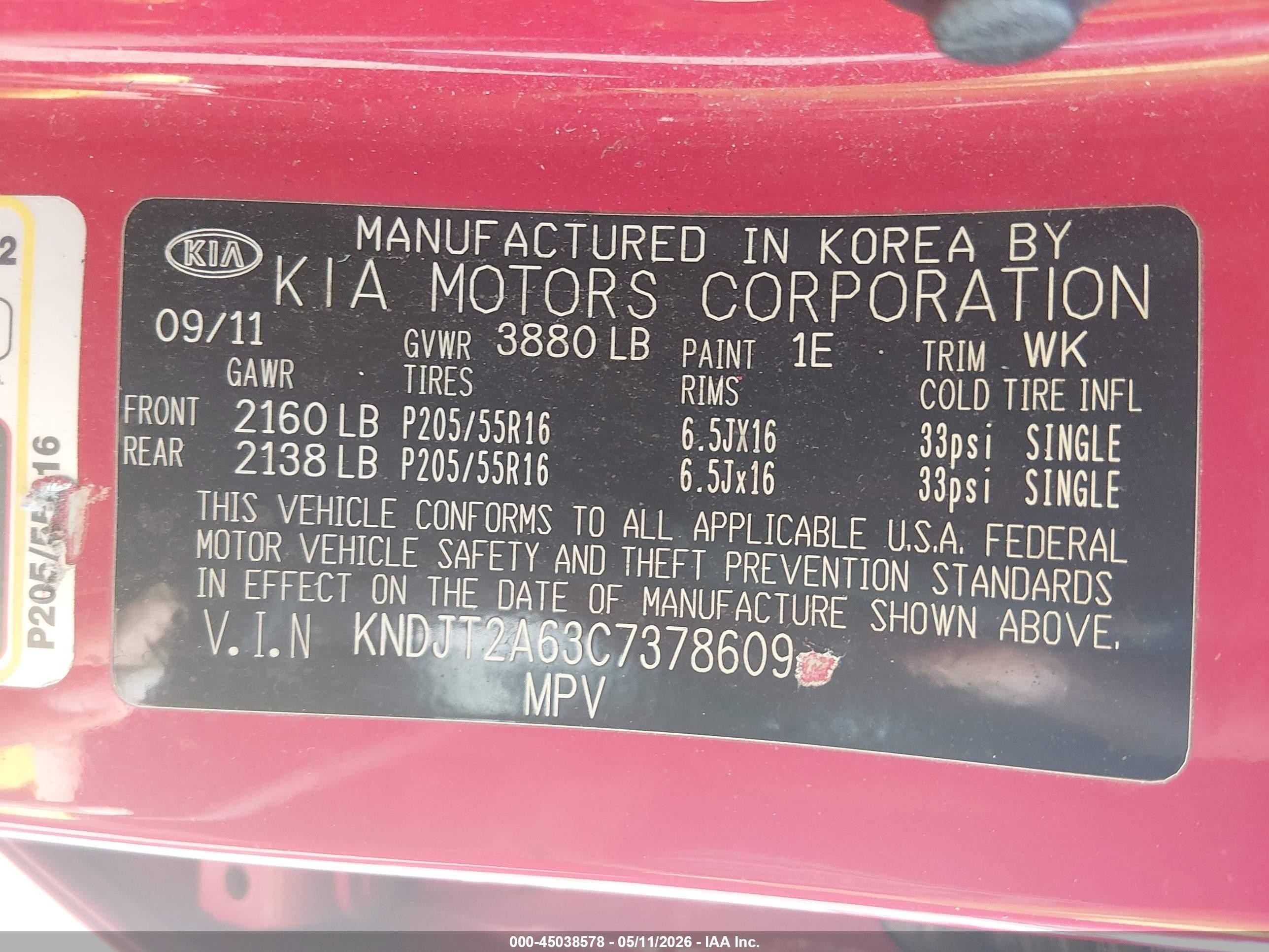 2012 Kia Soul + Red vin: KNDJT2A63C7378609