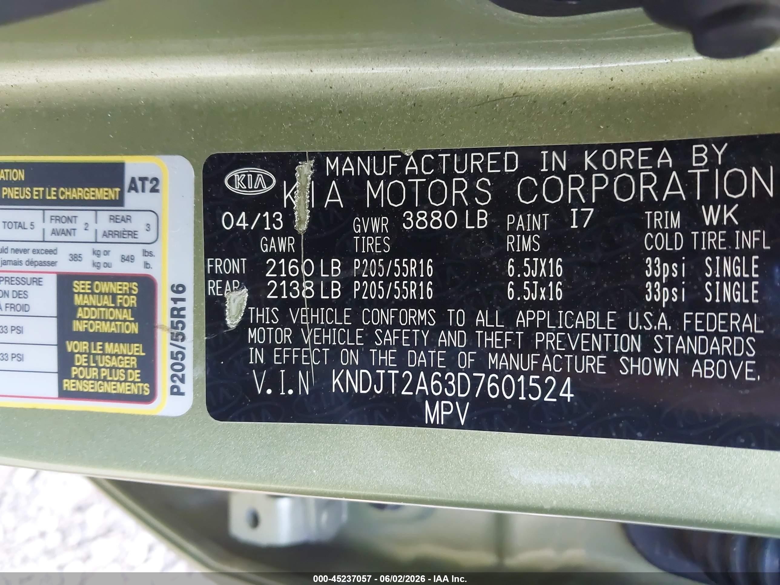 2013 Kia Soul + Green vin: KNDJT2A63D7601524