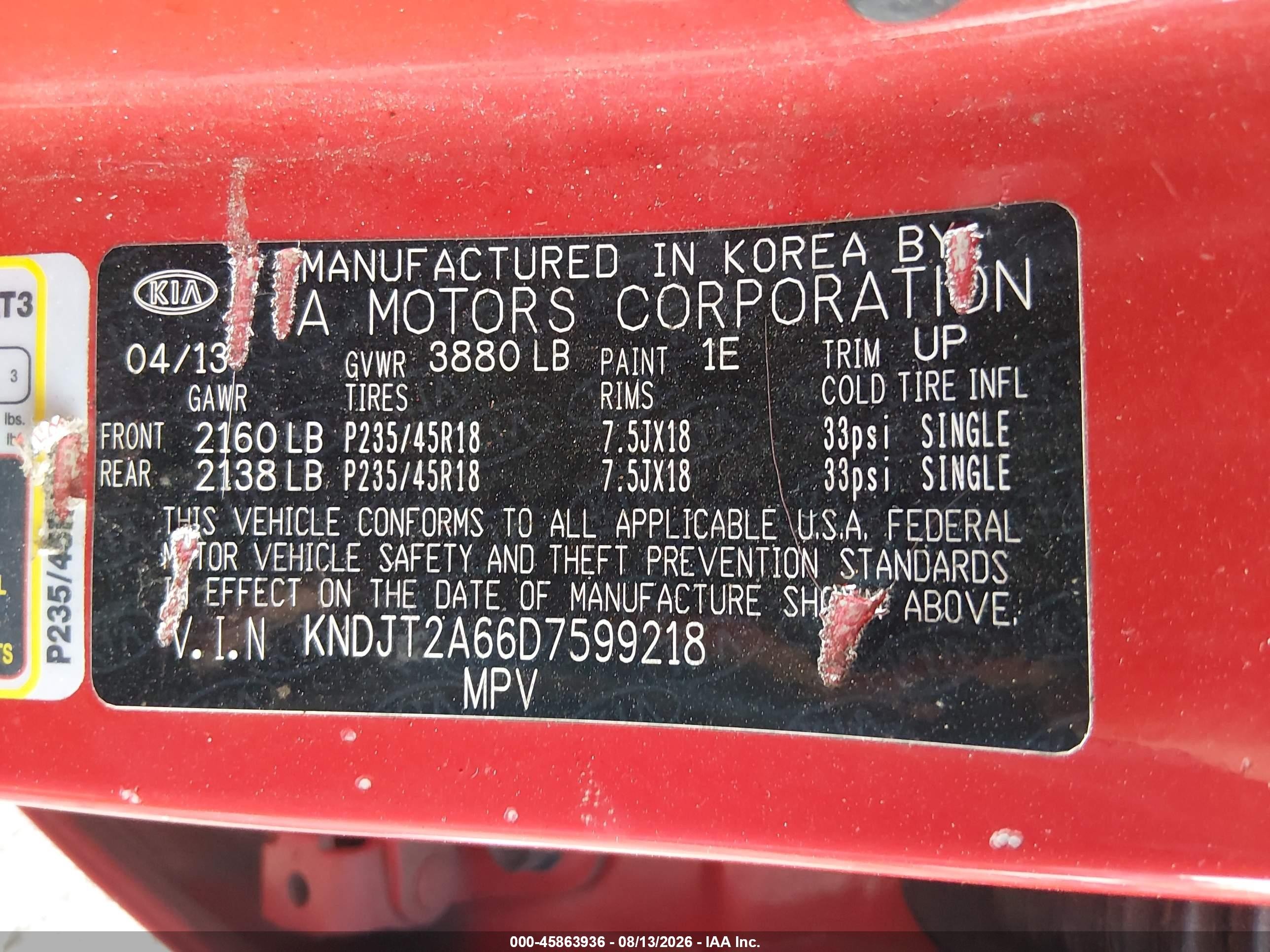 2013 Kia Soul ! Red vin: KNDJT2A66D7599218