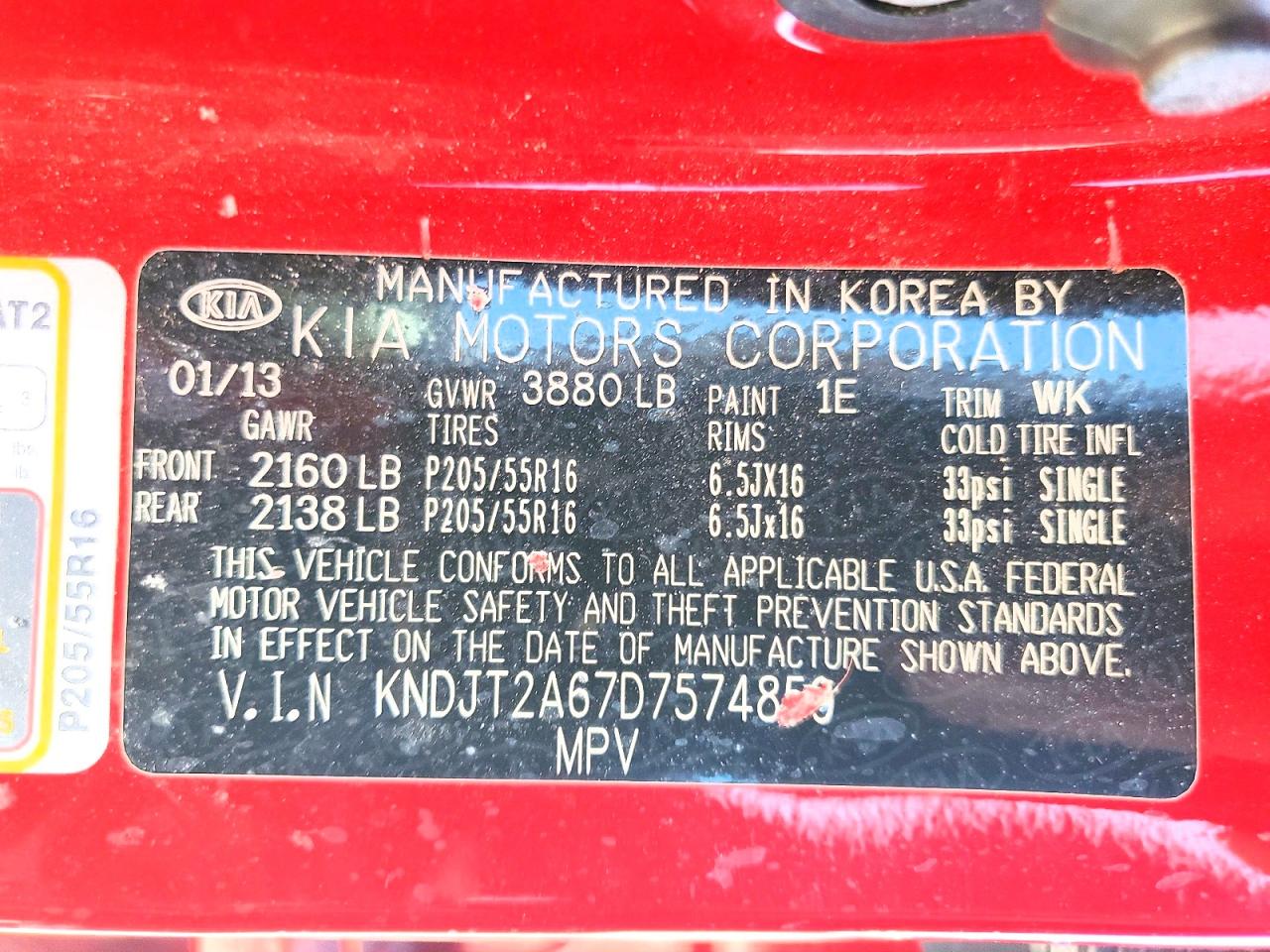 2013 Kia Soul Красный vin: KNDJT2A67D7574859