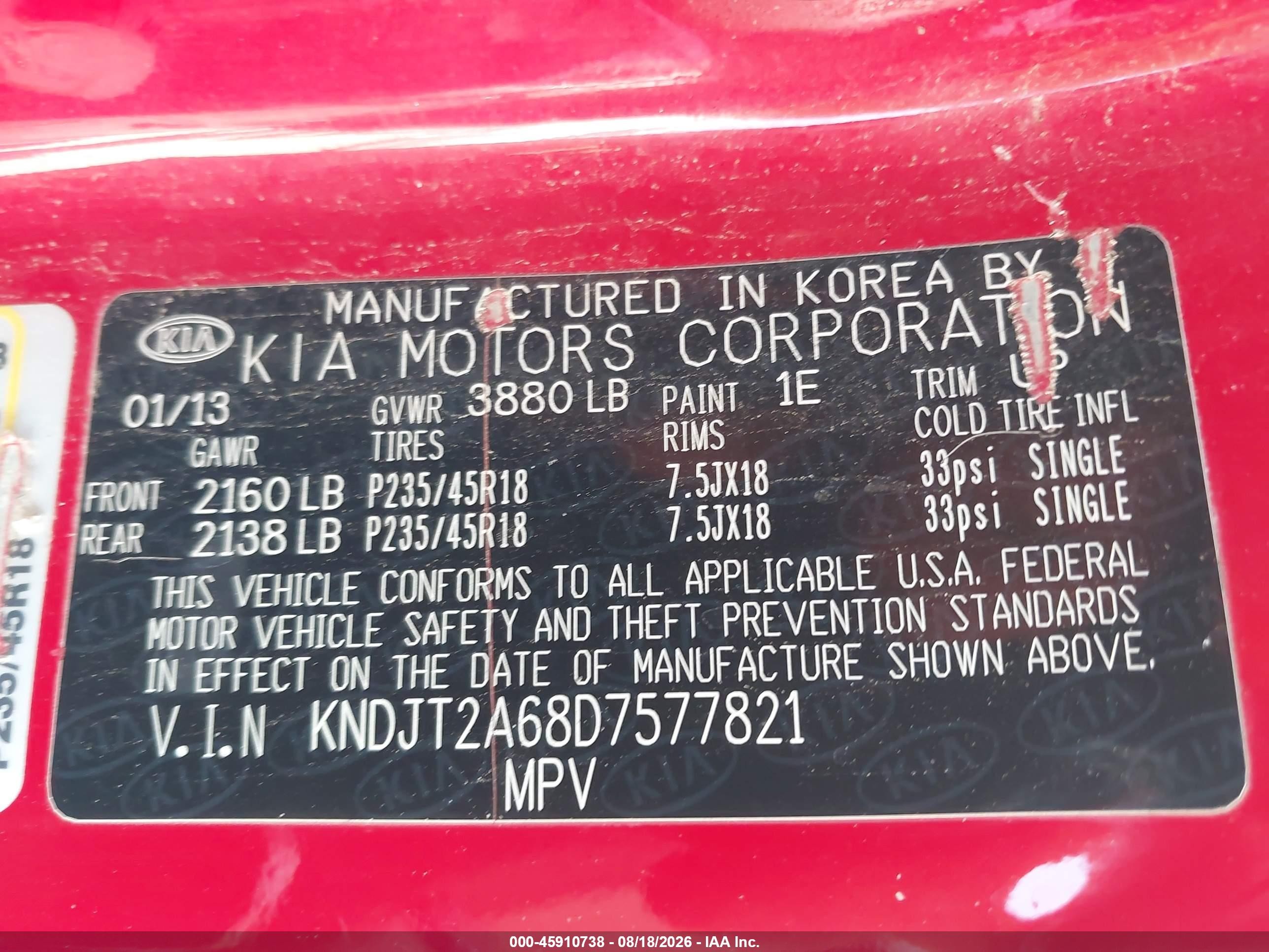 2013 Kia Soul ! Red vin: KNDJT2A68D7577821