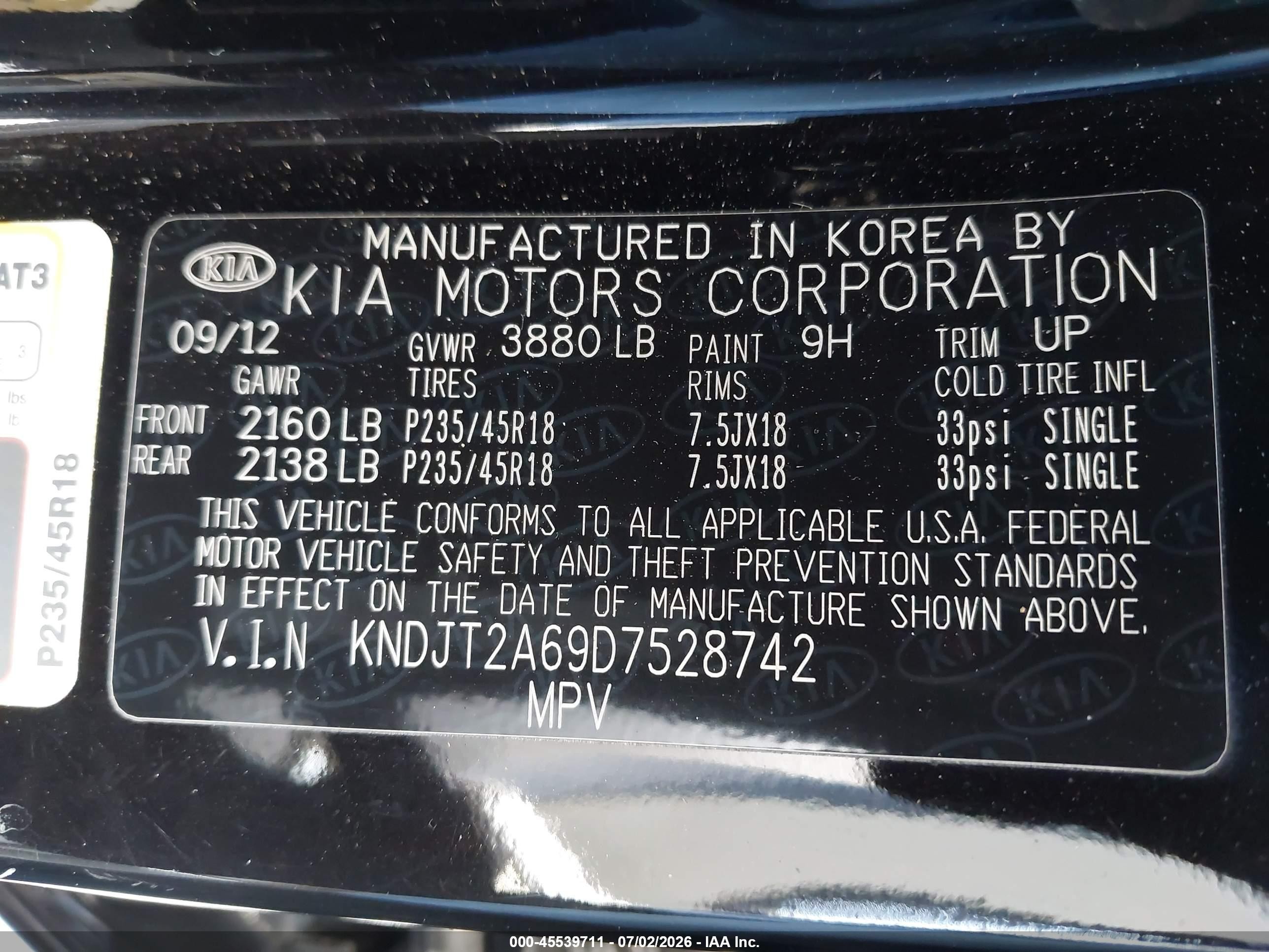 2013 Kia Soul ! Черный vin: KNDJT2A69D7528742