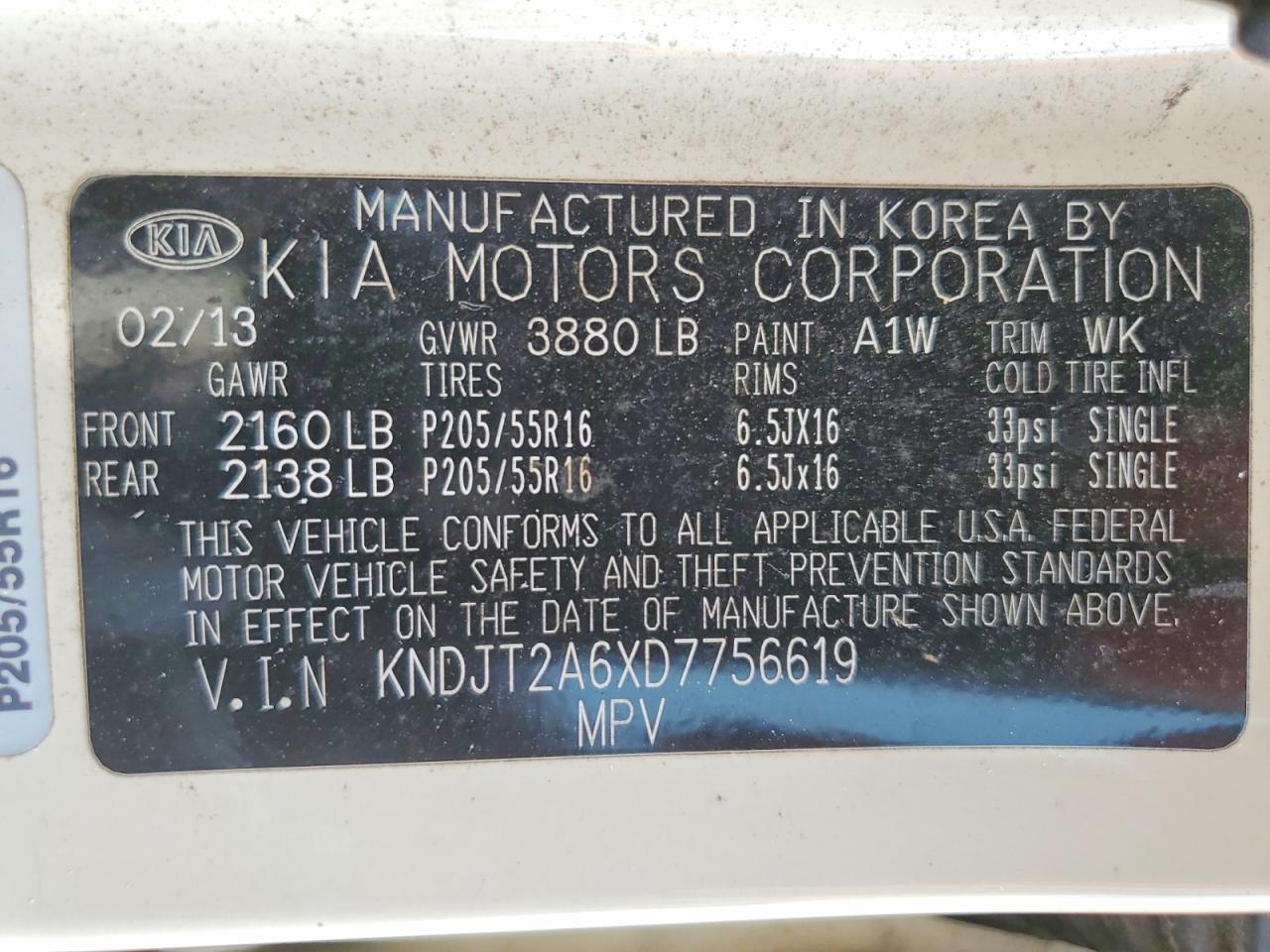 2013 Kia Soul + Cream vin: KNDJT2A6XD7756619