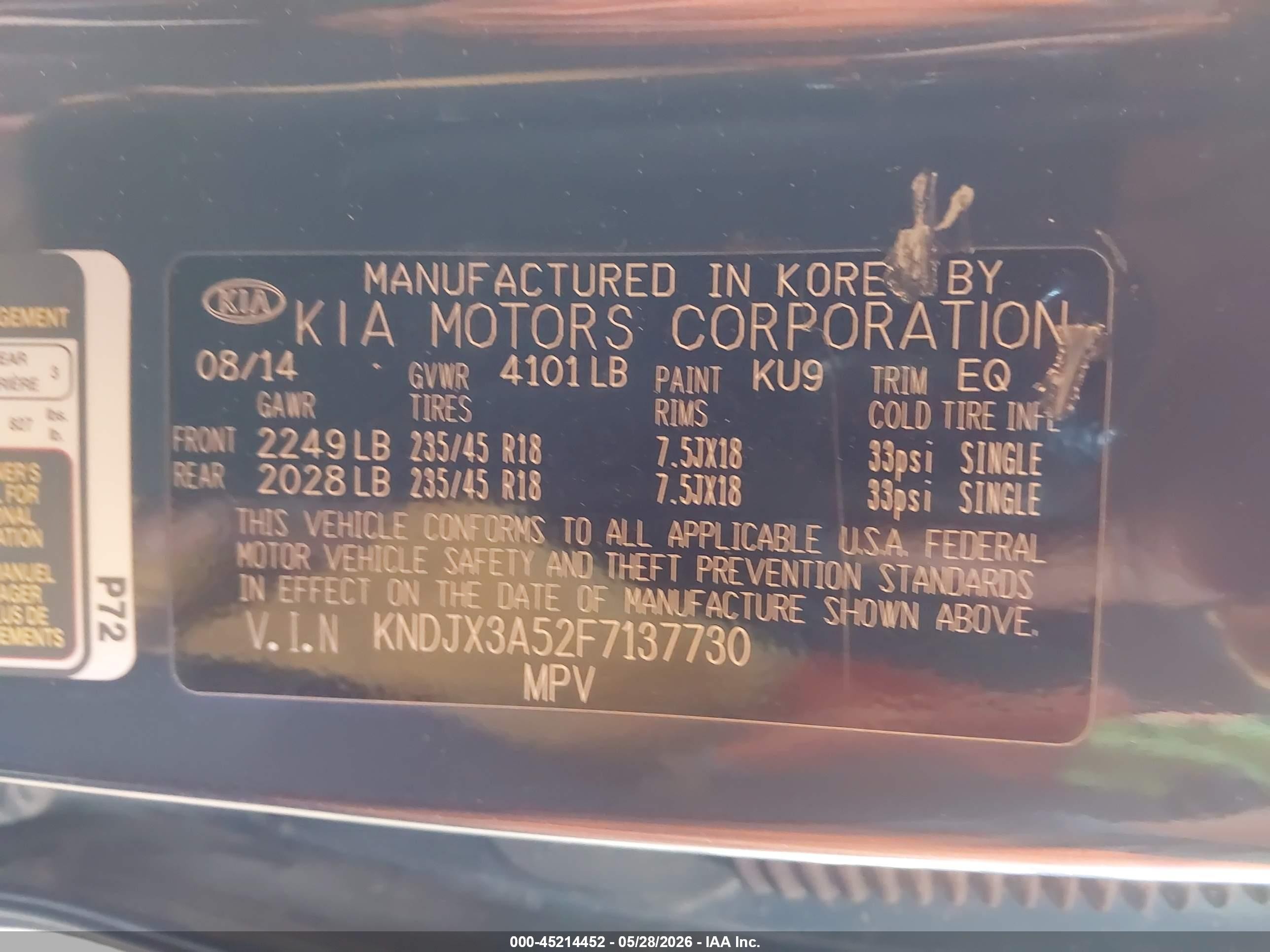 2015 Kia Soul ! Dark Blue vin: KNDJX3A52F7137730