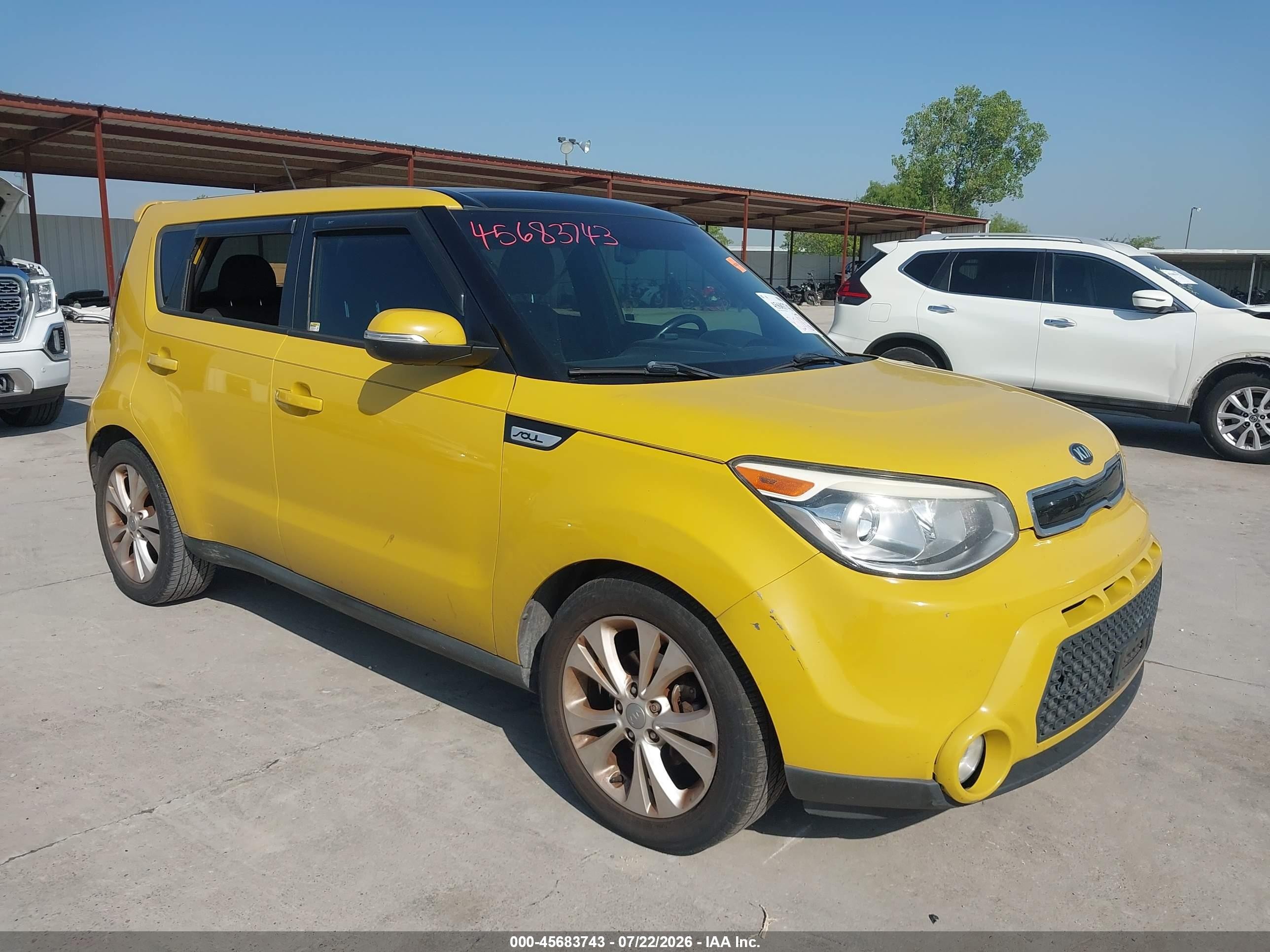 2015 Kia Soul ! Yellow vin: KNDJX3A54F7197931