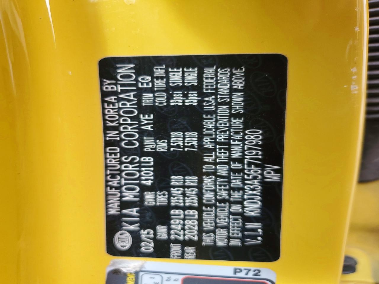 2015 Kia Soul ! Yellow vin: KNDJX3A56F7197980