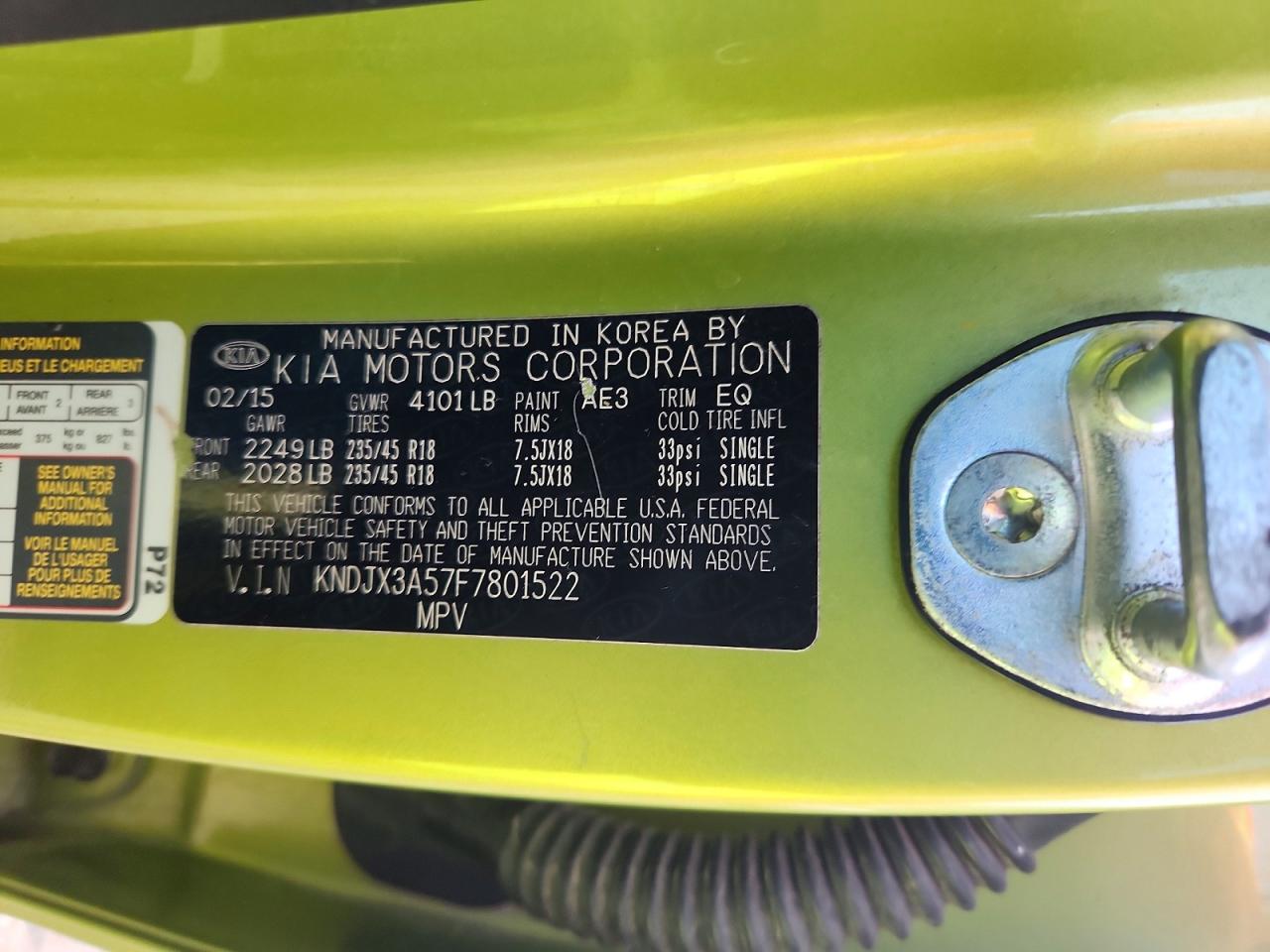 2015 Kia Soul ! Green vin: KNDJX3A57F7801522