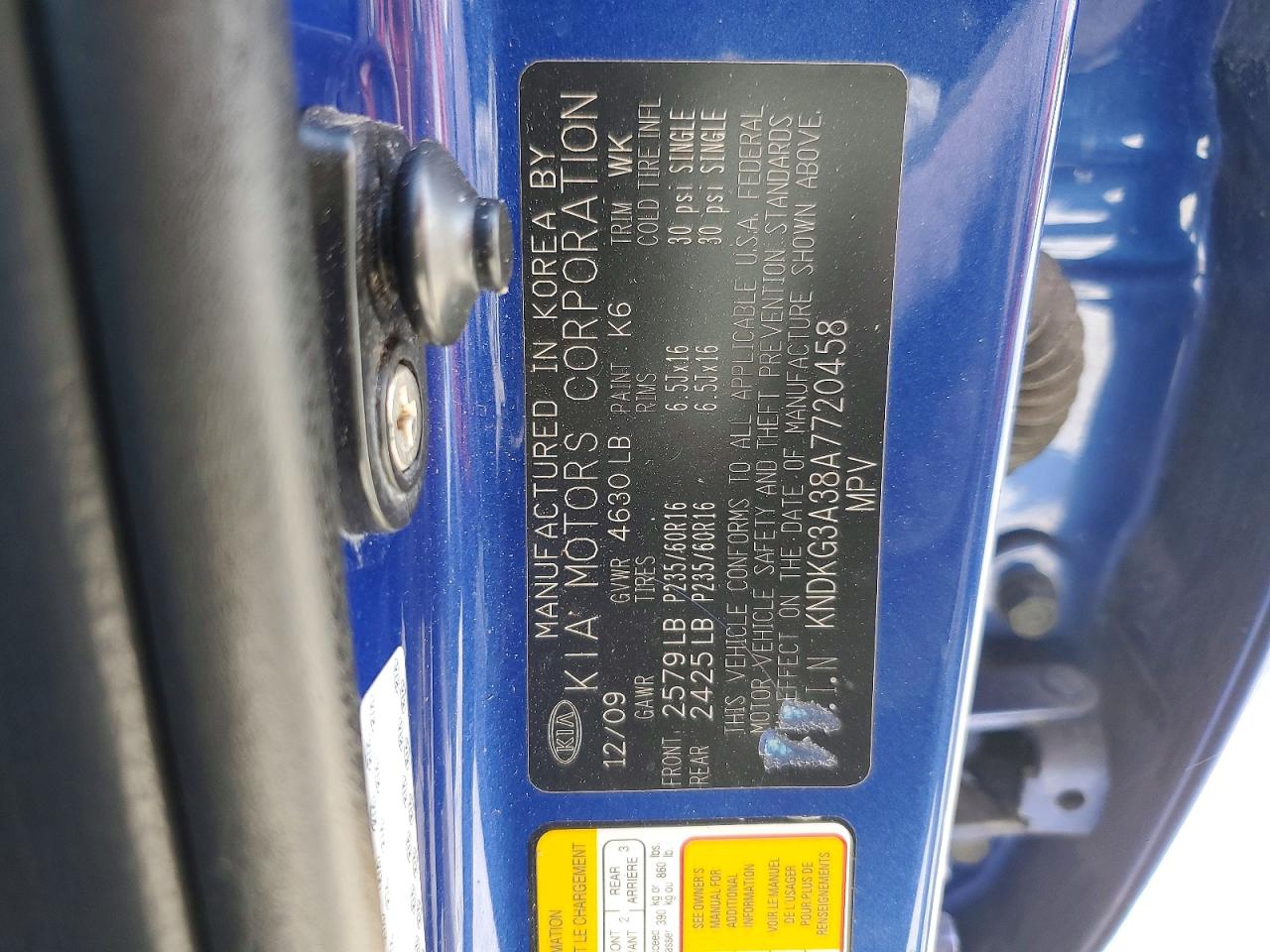 2010 Kia Sportage Lx Blue vin: KNDKG3A38A7720458