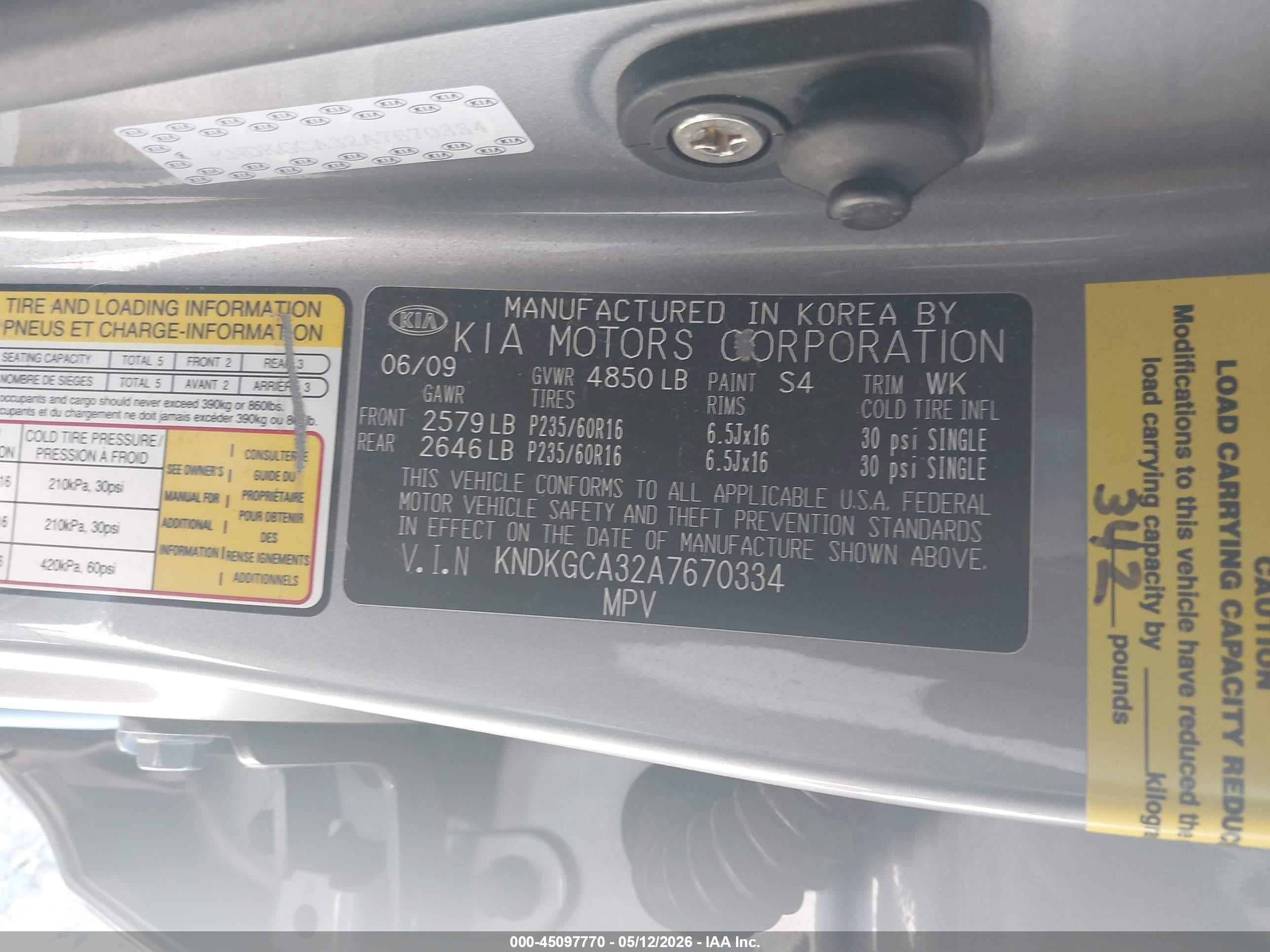 2010 Kia Sportage Lx V6 Gray vin: KNDKGCA32A7670334
