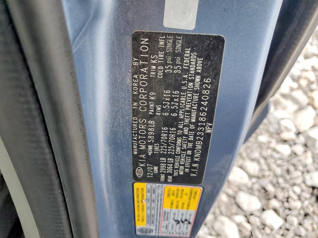 2008 Kia Sedona Lx Blue vin: KNDMB233186240826