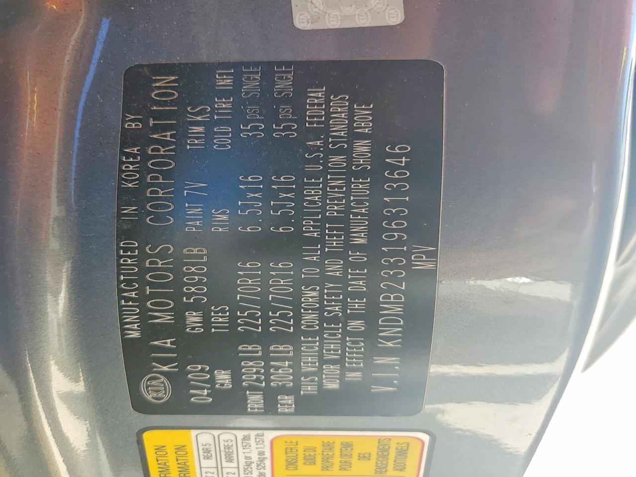 2009 Kia Sedona Lx Gray vin: KNDMB233196313646