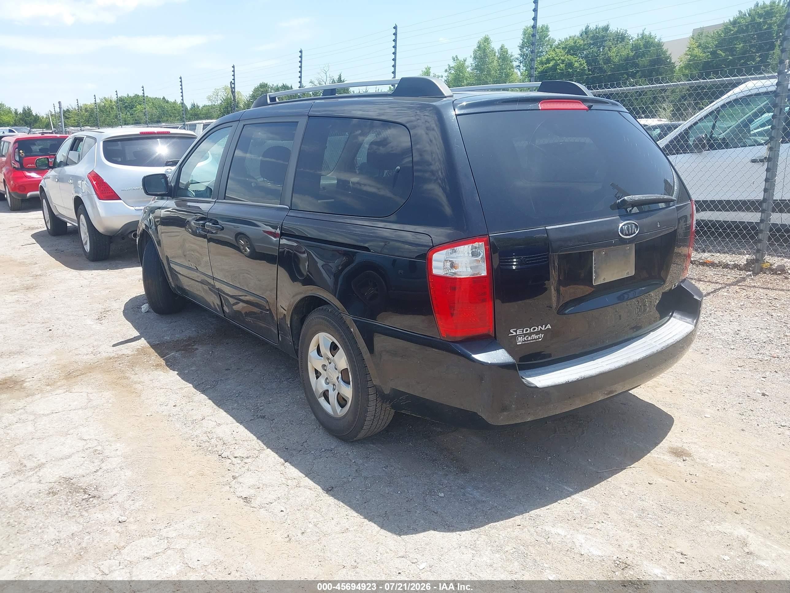 2007 Kia Sedona Lx Black vin: KNDMB233376190297