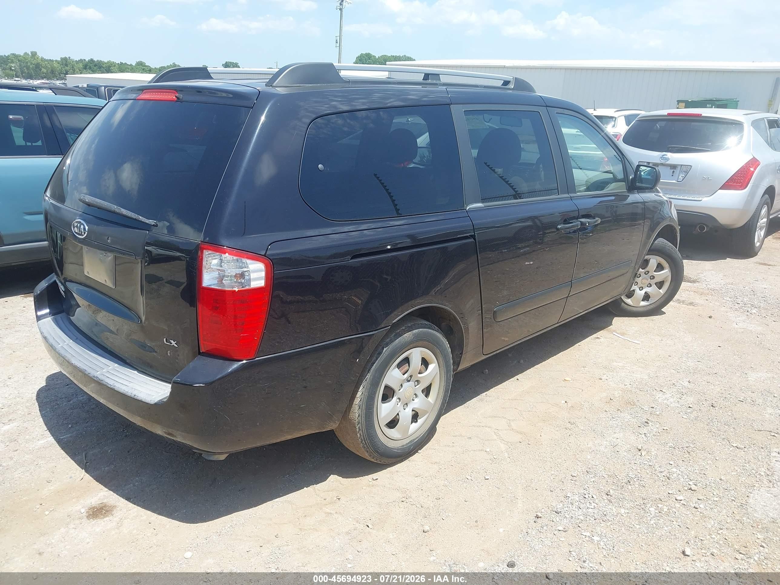2007 Kia Sedona Lx Black vin: KNDMB233376190297