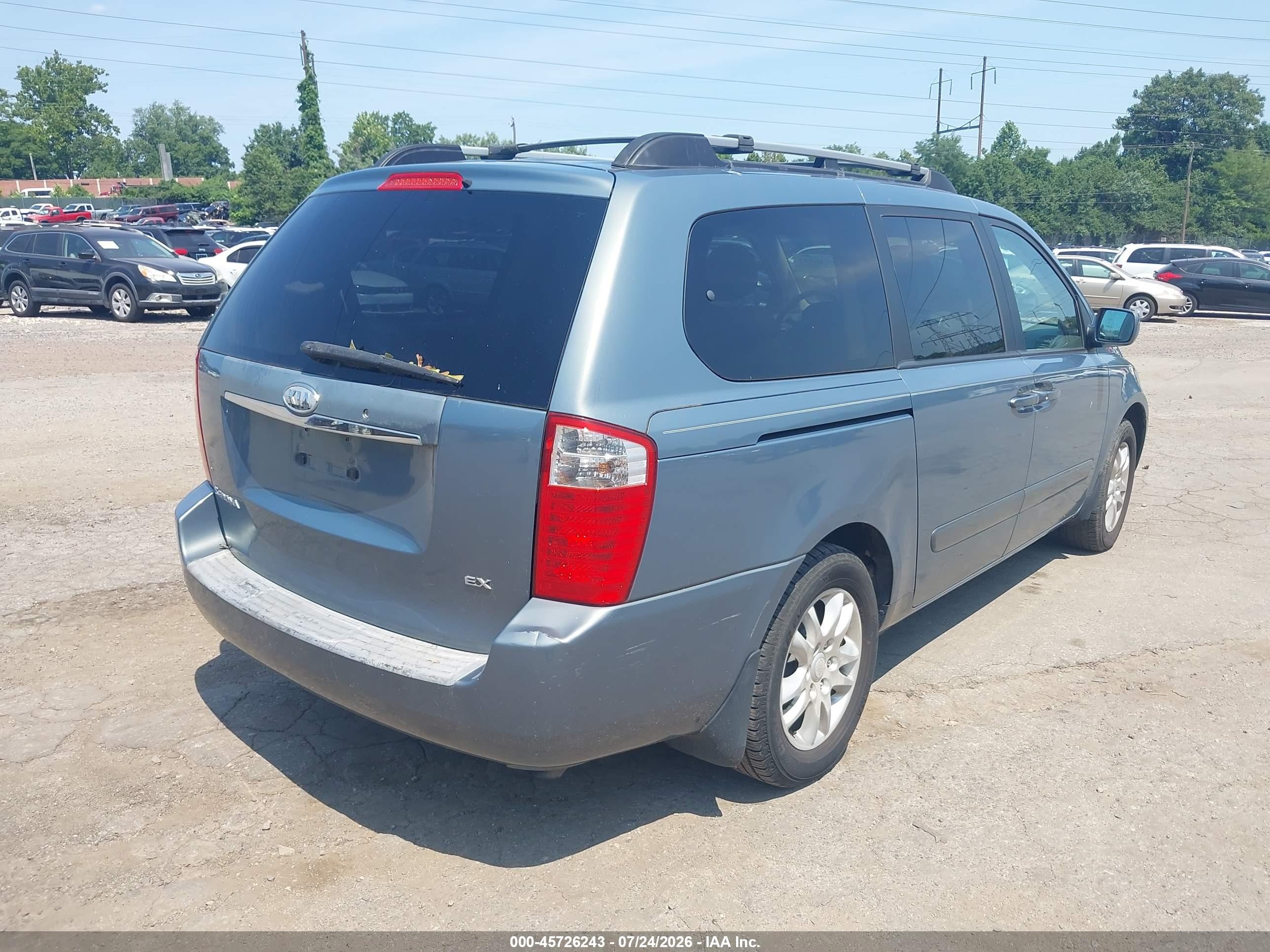 2008 Kia Sedona Ex Light Blue vin: KNDMB233486203608