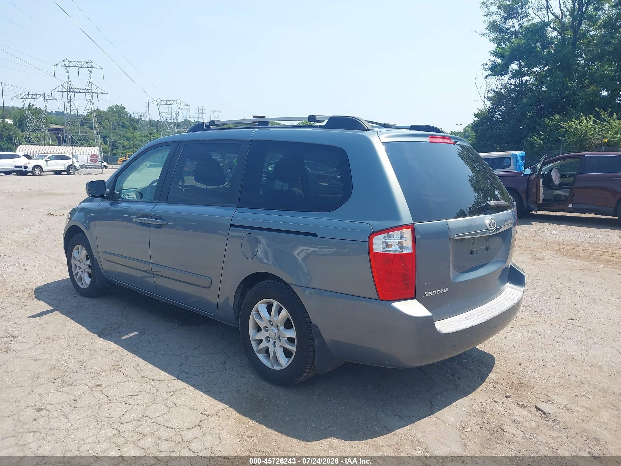 2008 Kia Sedona Ex Light Blue vin: KNDMB233486203608