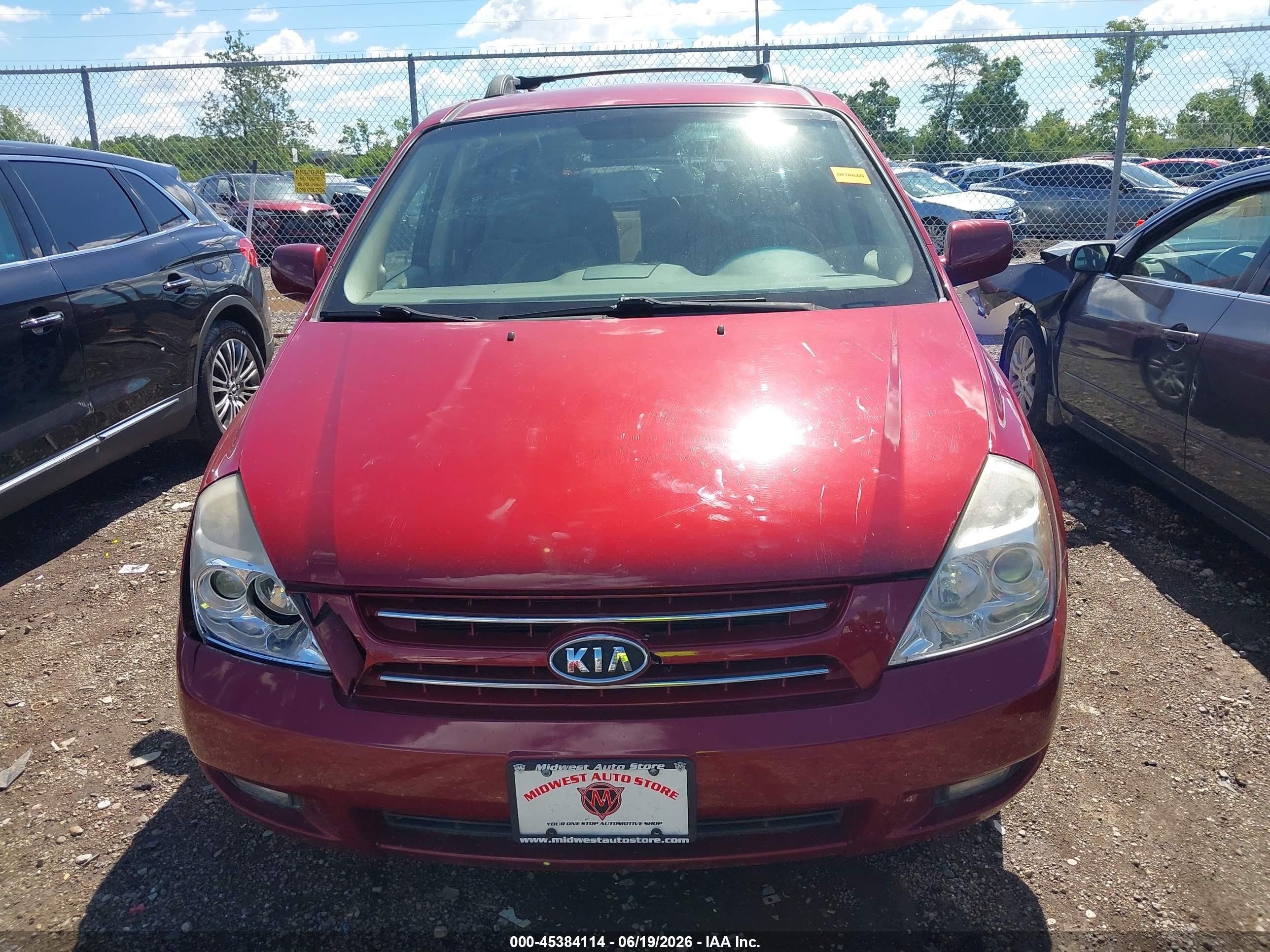 2008 Kia Sedona Ex Red vin: KNDMB233586248833