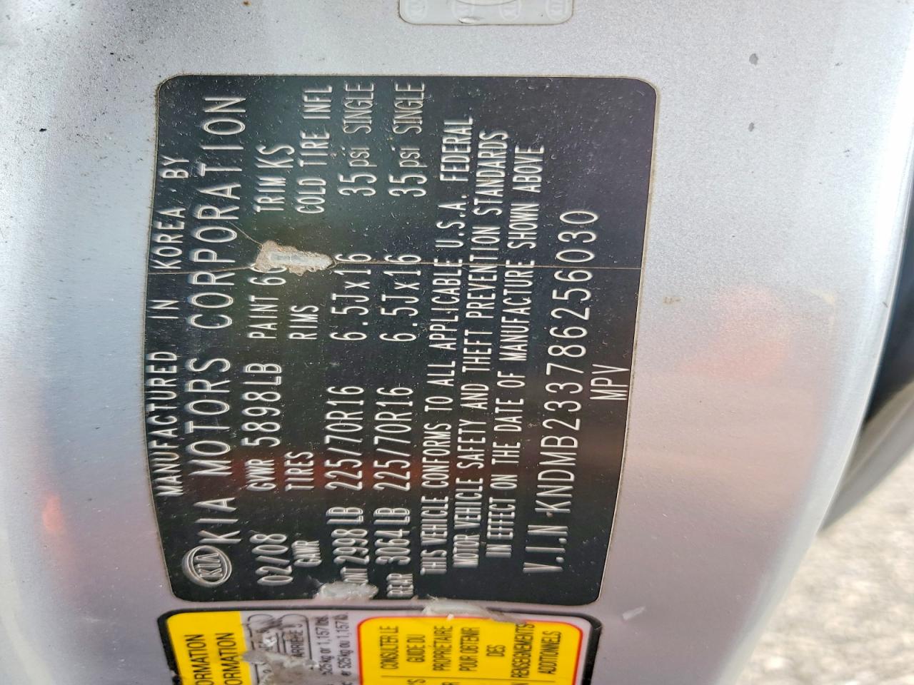 2008 Kia Sedona Lx Silver vin: KNDMB233786256030