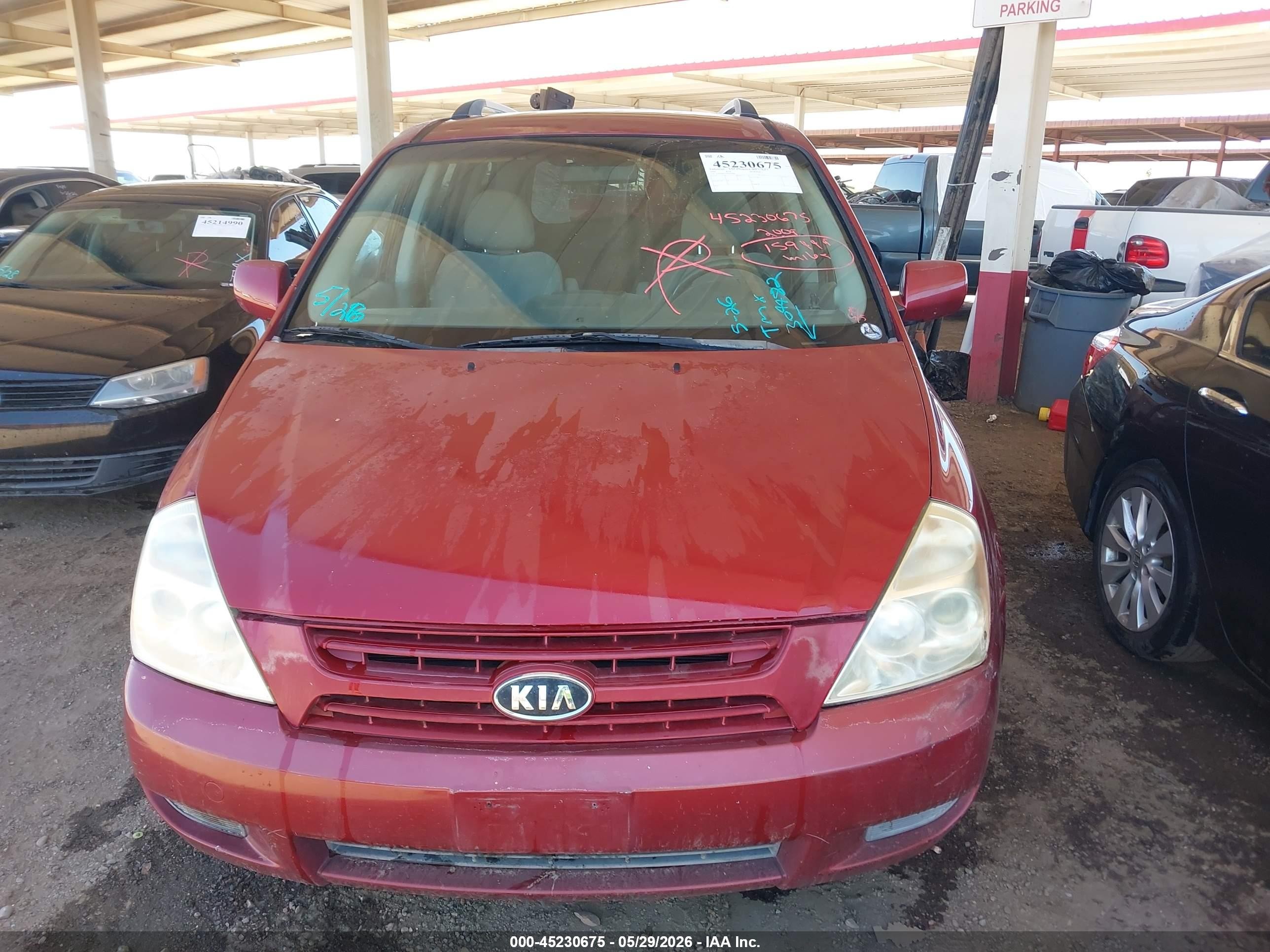 2009 Kia Sedona Lx Burgundy vin: KNDMB233796304482