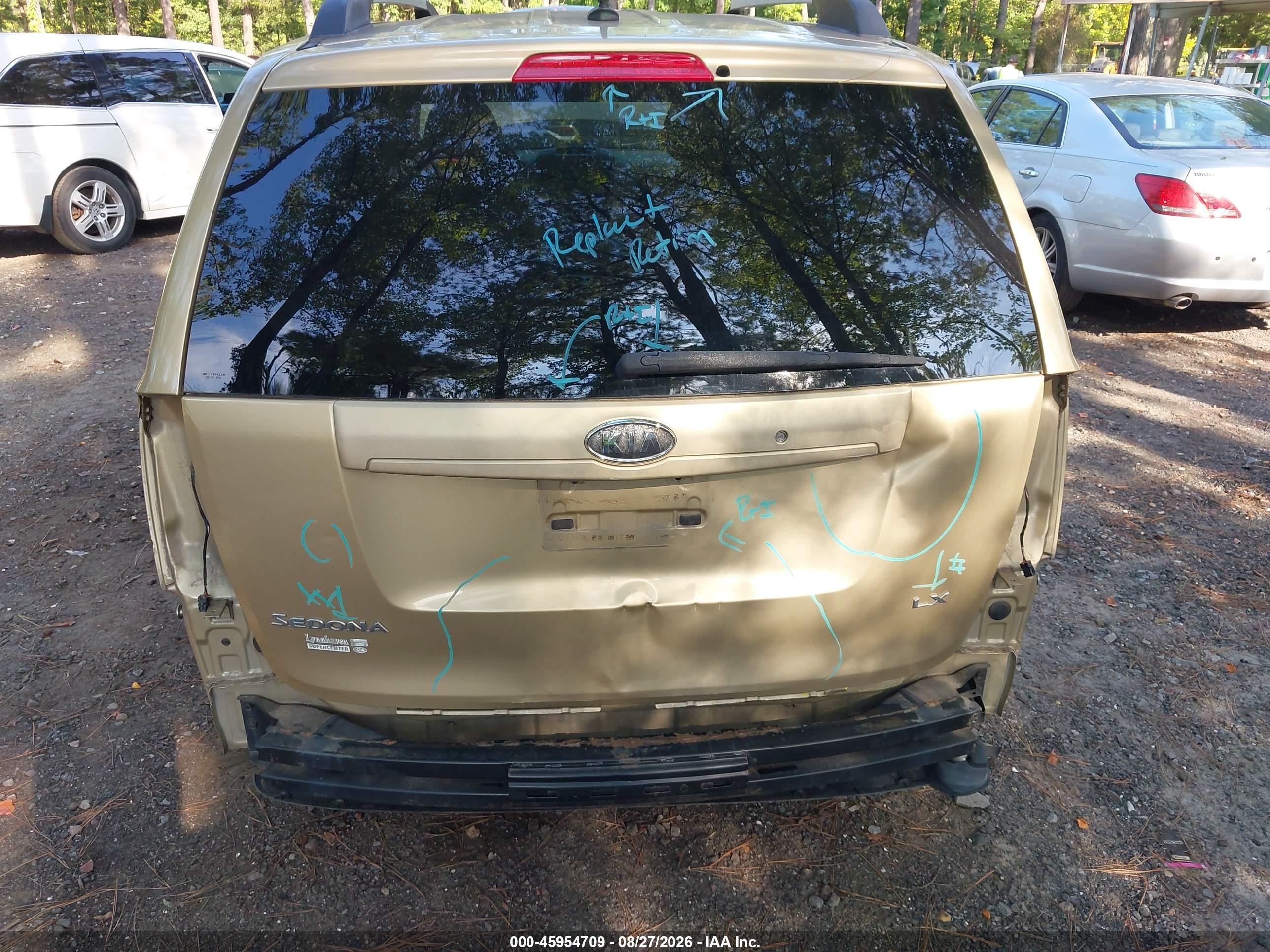 2009 Kia Sedona Lx Gold vin: KNDMB233796307964