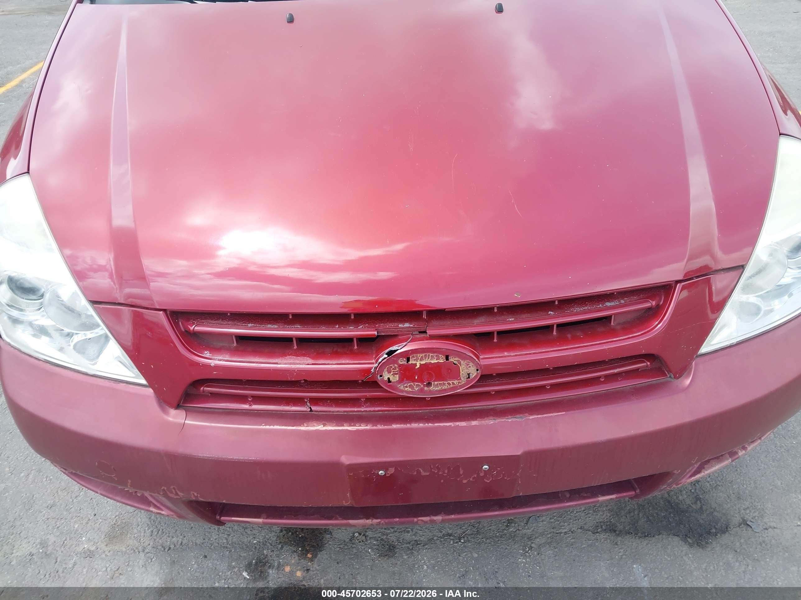 2008 Kia Sedona Lx Burgundy vin: KNDMB233886254545