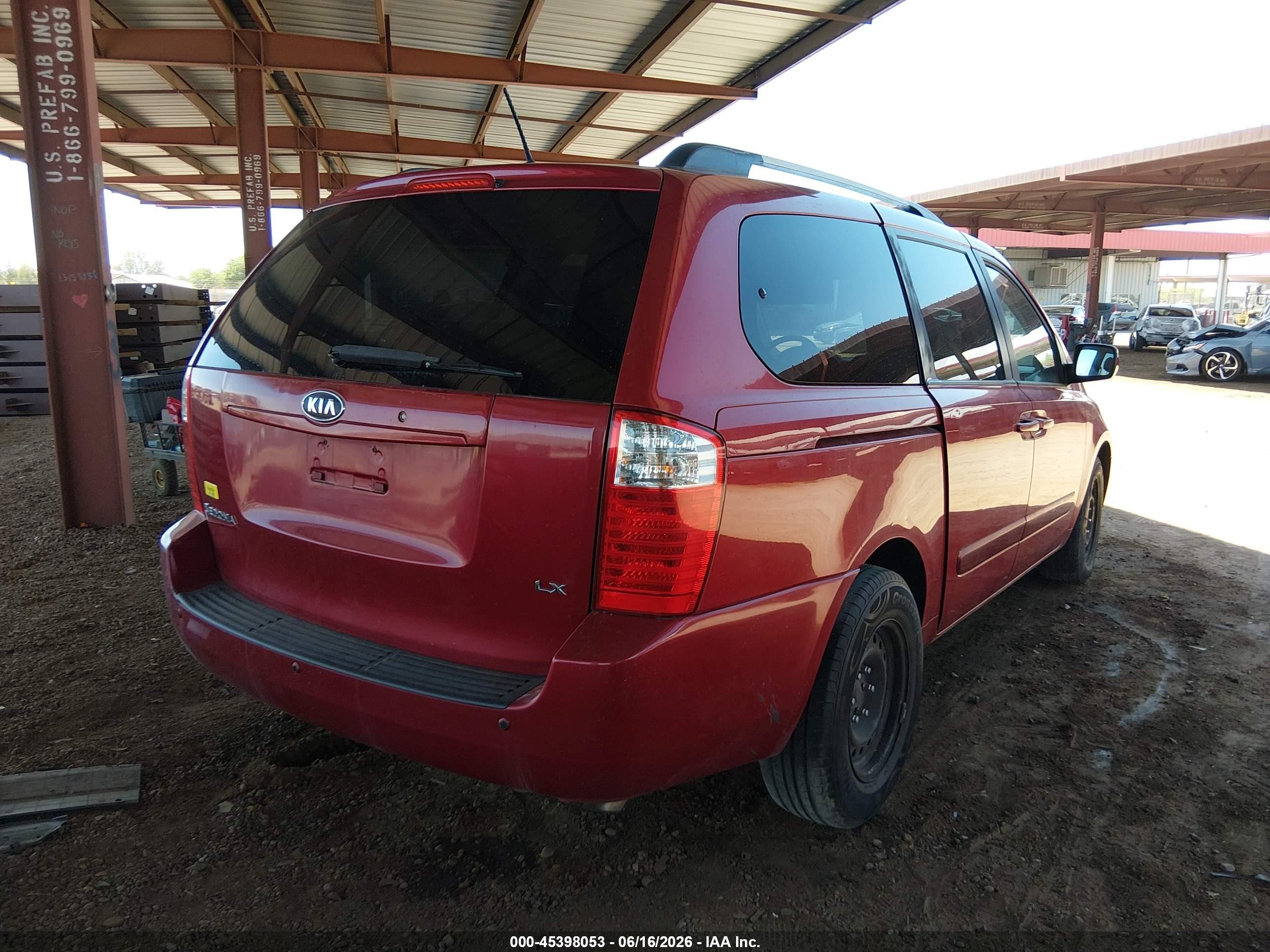 2009 Kia Sedona Lx Maroon vin: KNDMB233896313658