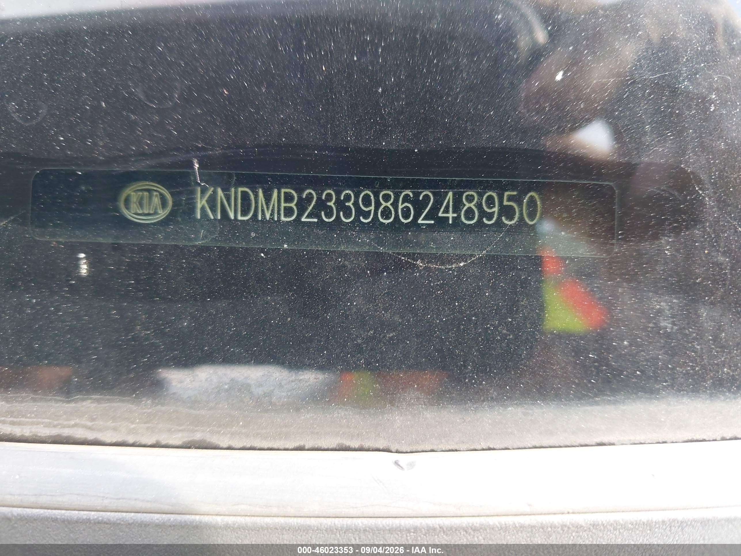 2008 Kia Sedona Ex Light Blue vin: KNDMB233986248950