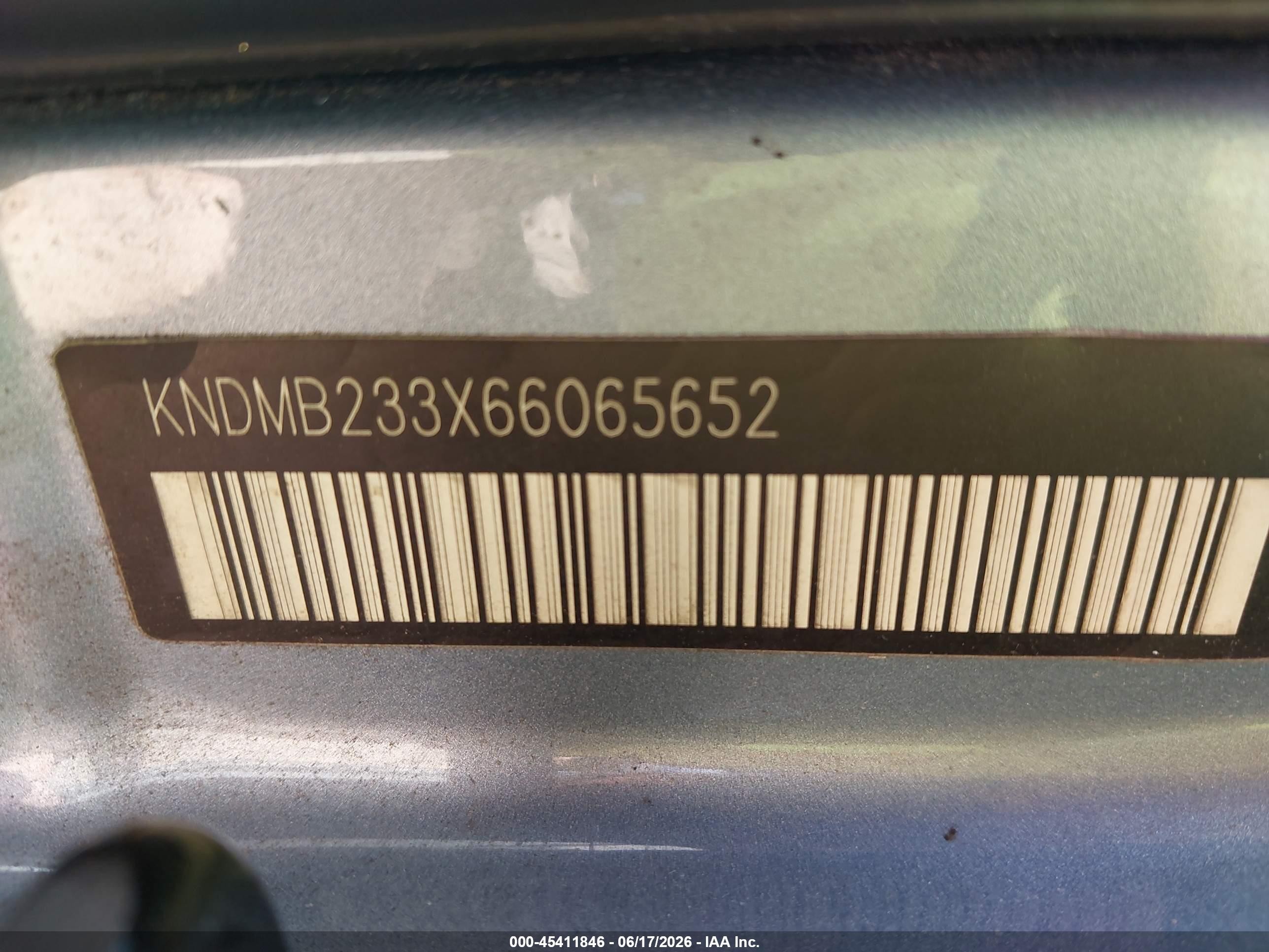 2006 Kia Sedona Ex/lx Light Blue vin: KNDMB233X66065652