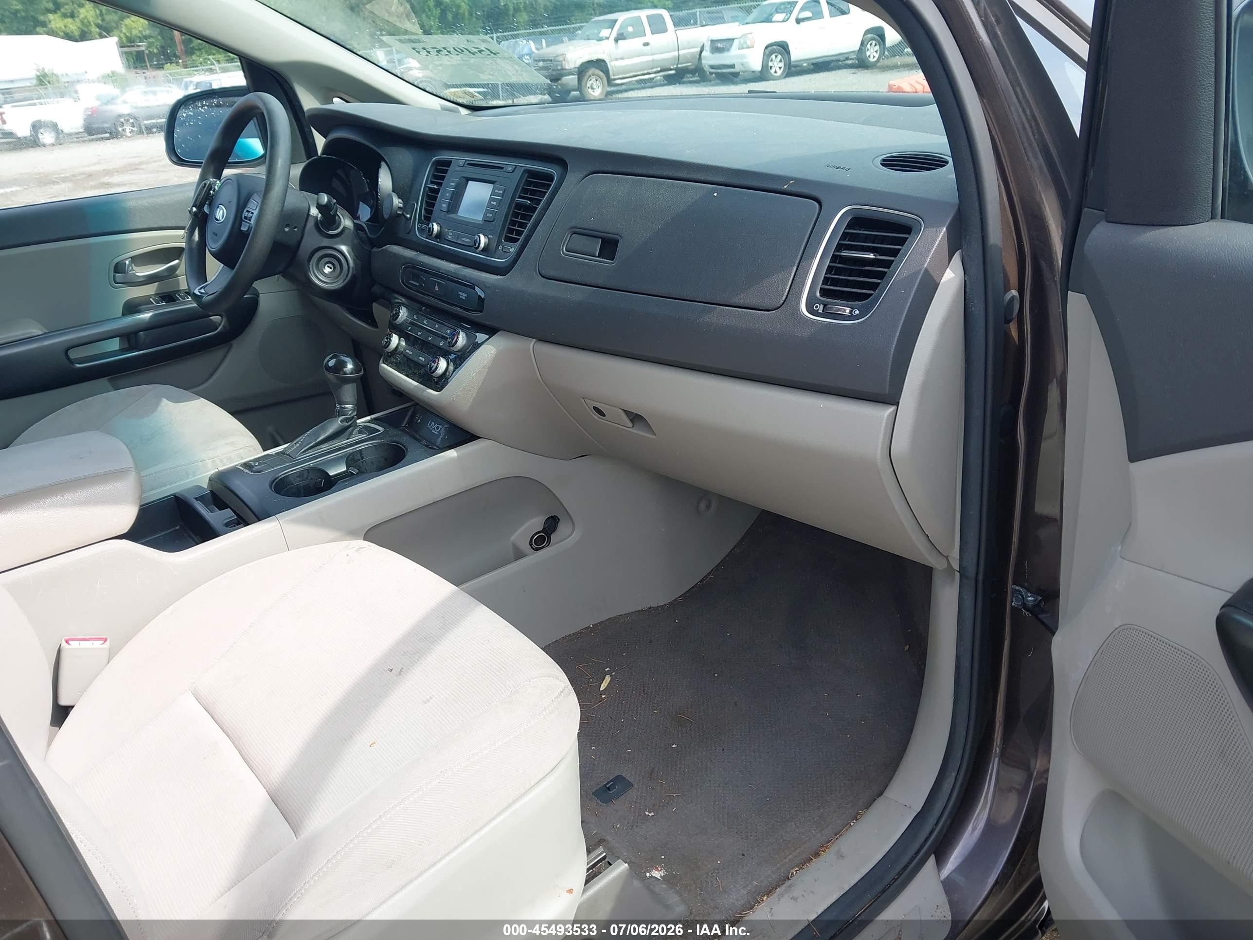 2015 Kia Sedona Lx Brown vin: KNDMB5C10F6038704