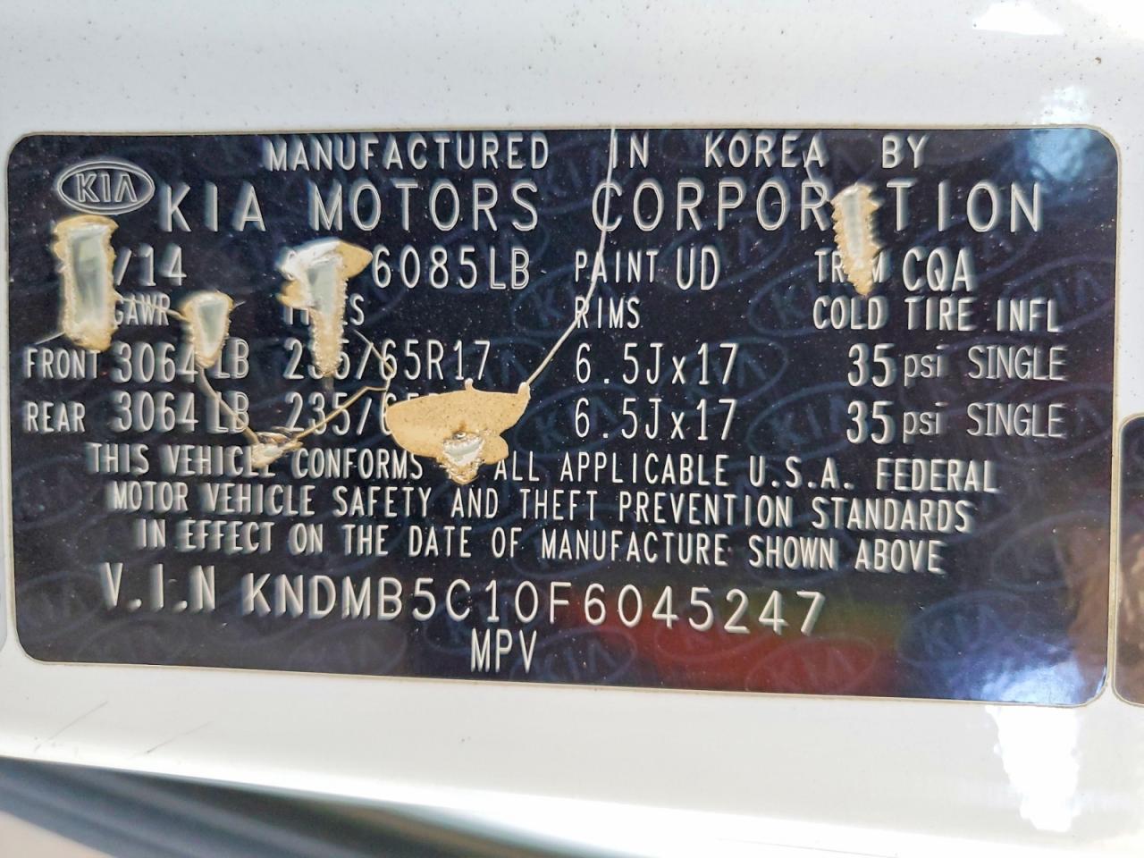 2015 Kia Sedona Lx White vin: KNDMB5C10F6045247