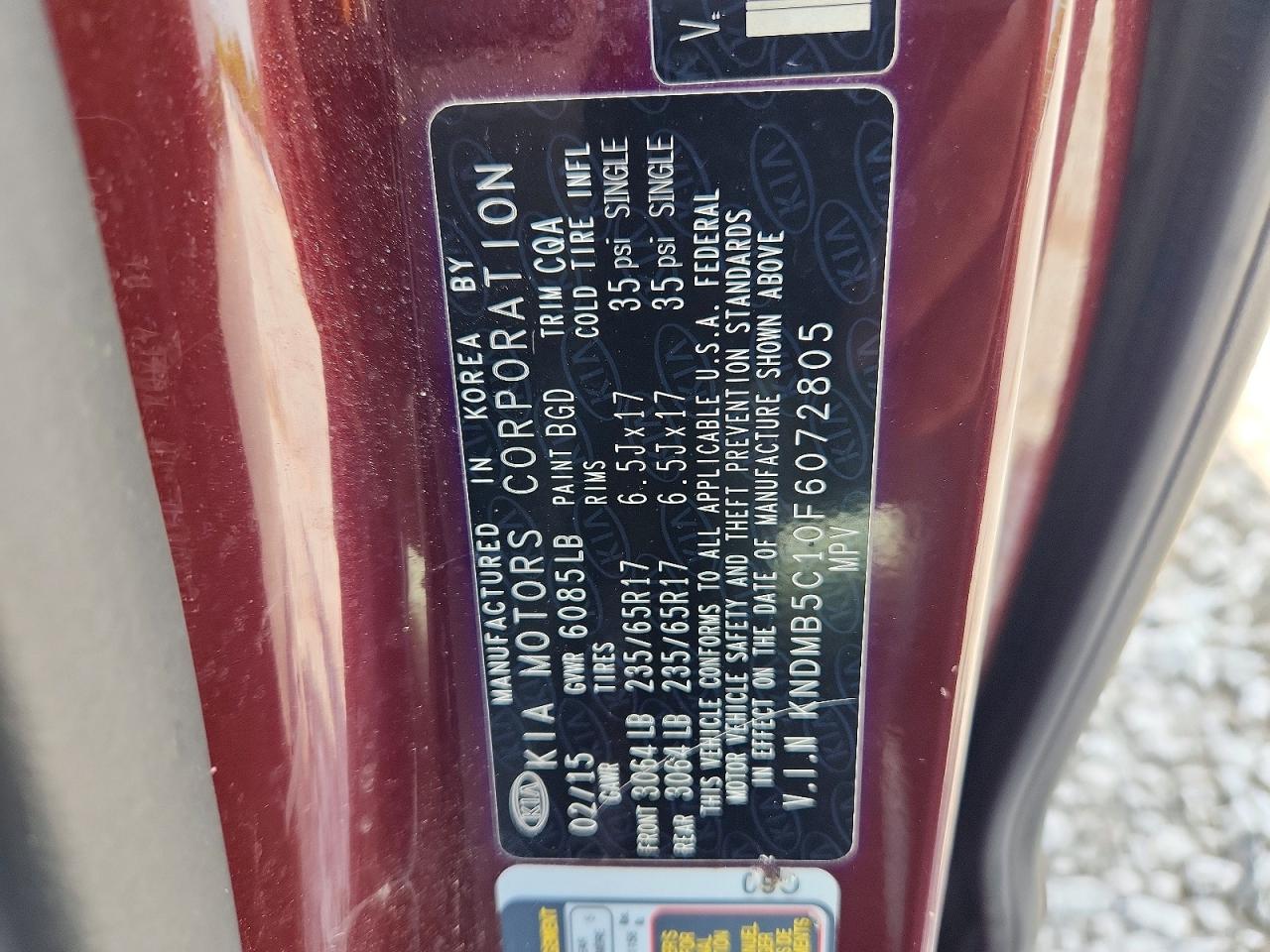 2015 Kia Sedona Lx Purple vin: KNDMB5C10F6072805